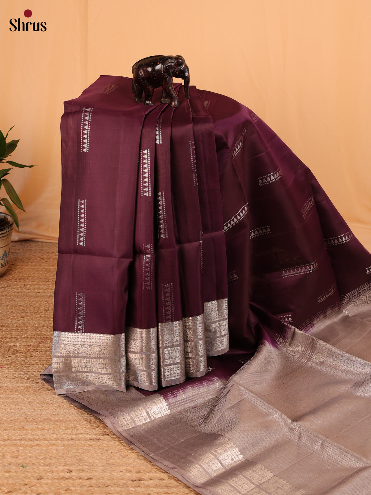 Coffee Brown & Dusty Brown- Soft Silk Saree - Shop on Shrus.com