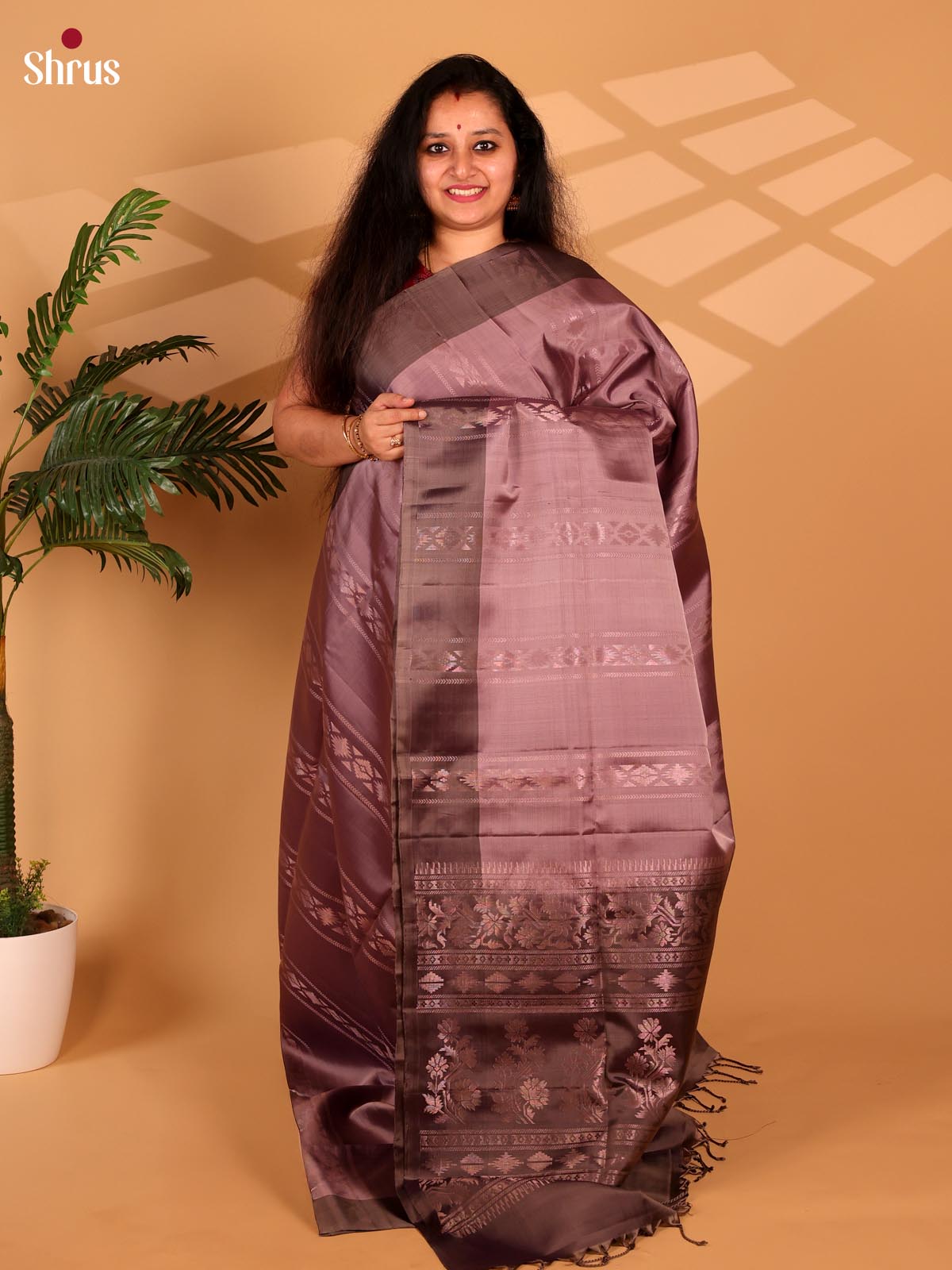 Purple & Brown - Soft Silk Saree - Shop on Shrus.com