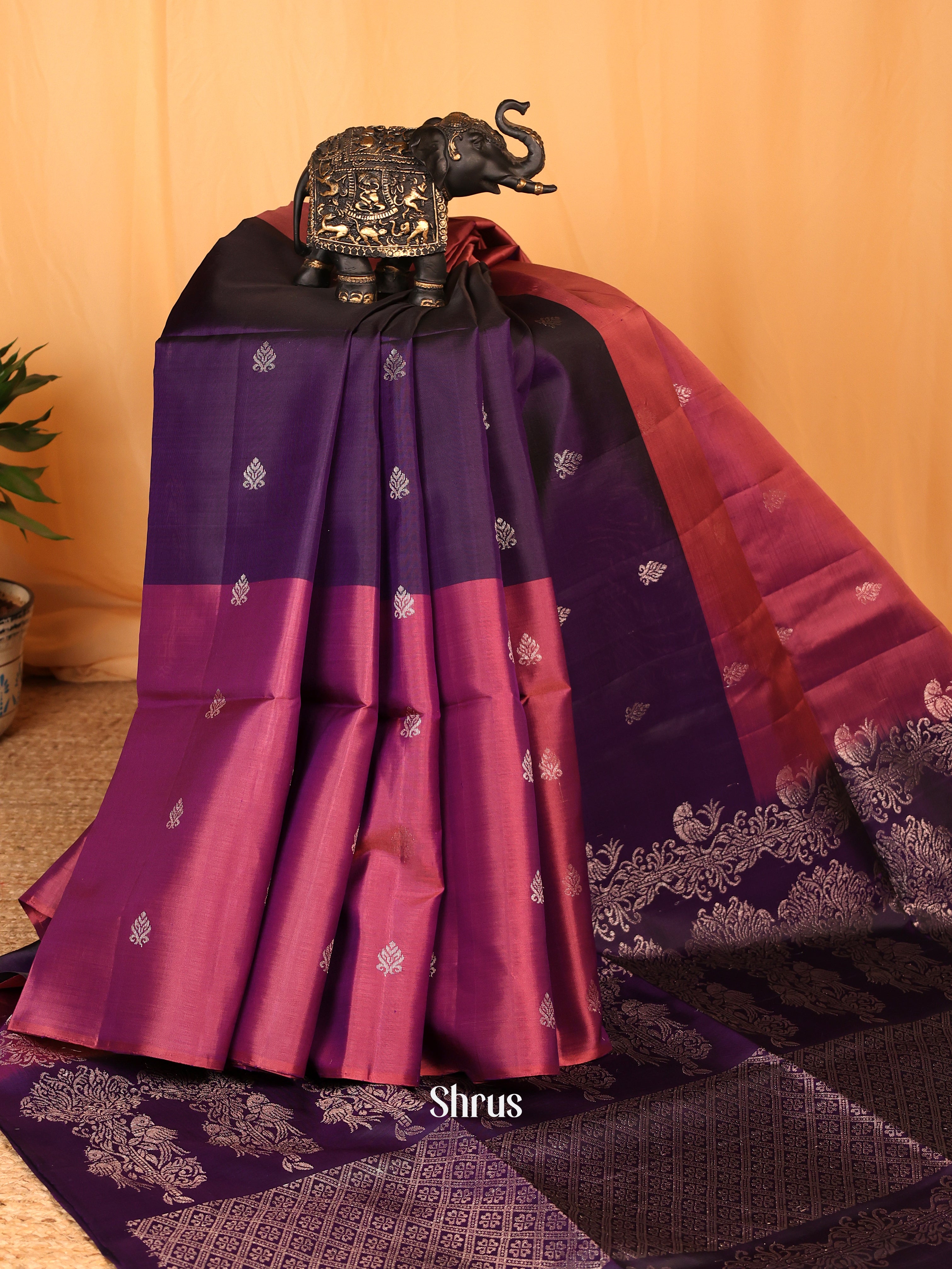 Onion Peel & Violet - Soft Silk Saree - Shop on Shrus.com