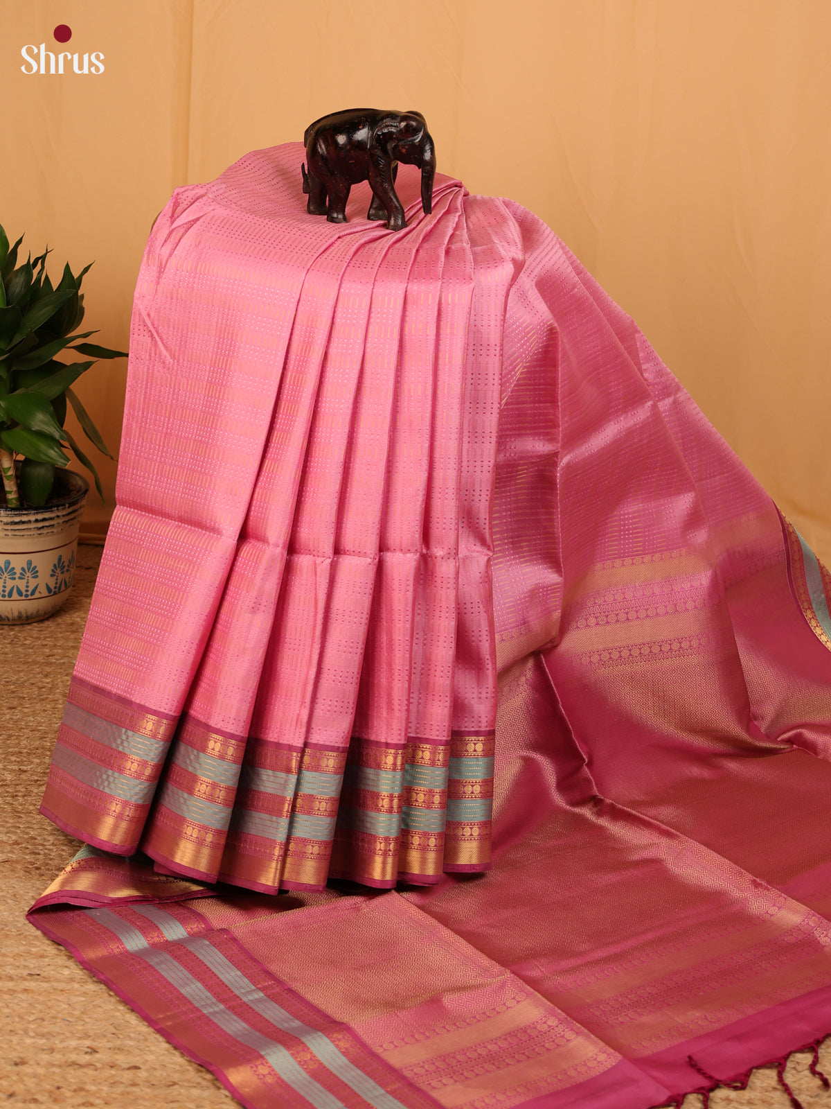 Lotus Pink & Purple - Soft Silk Saree - Shop on Shrus.com