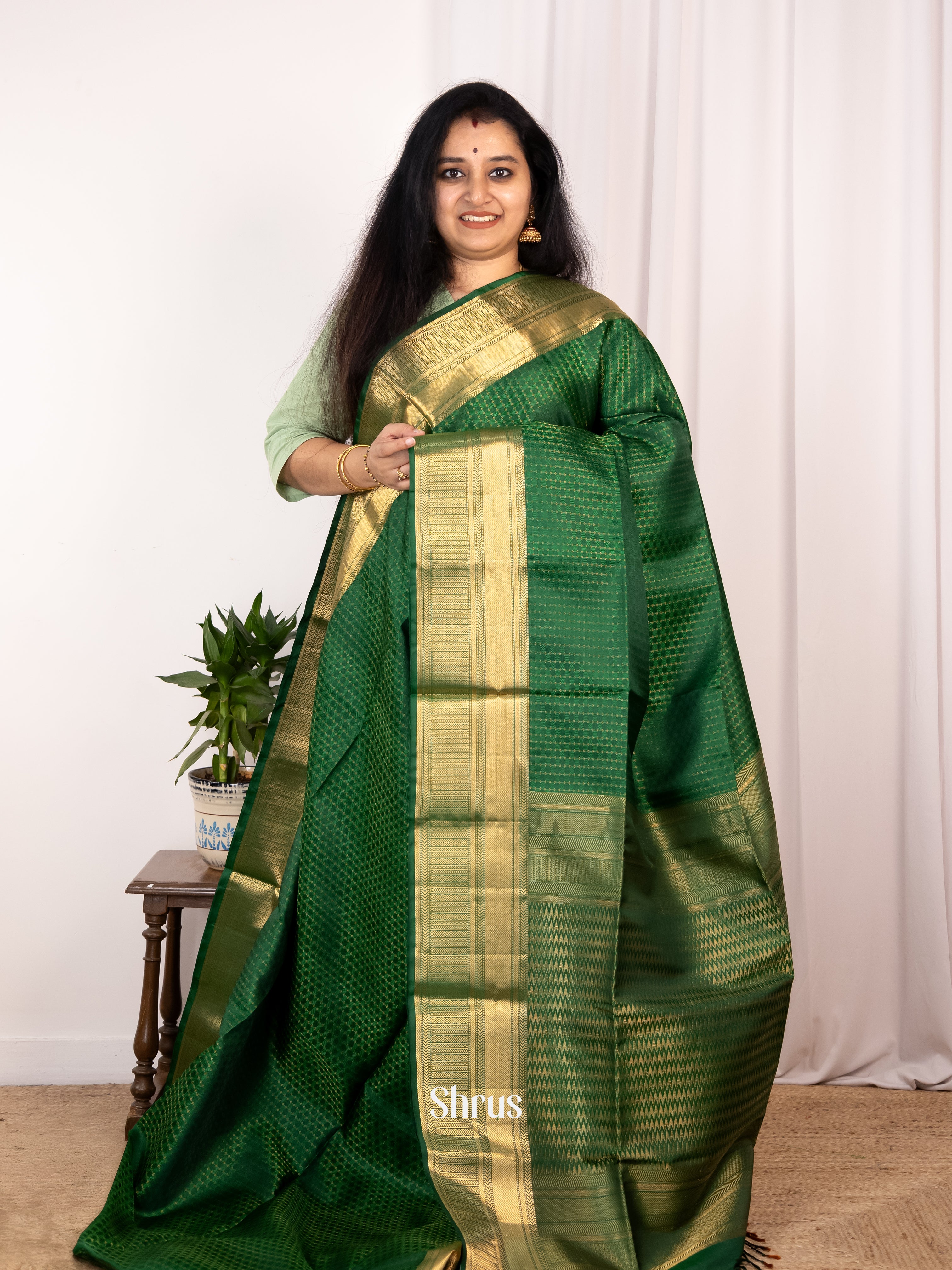 Green(Single Tone) - Soft Silk Saree - Shop on Shrus.com