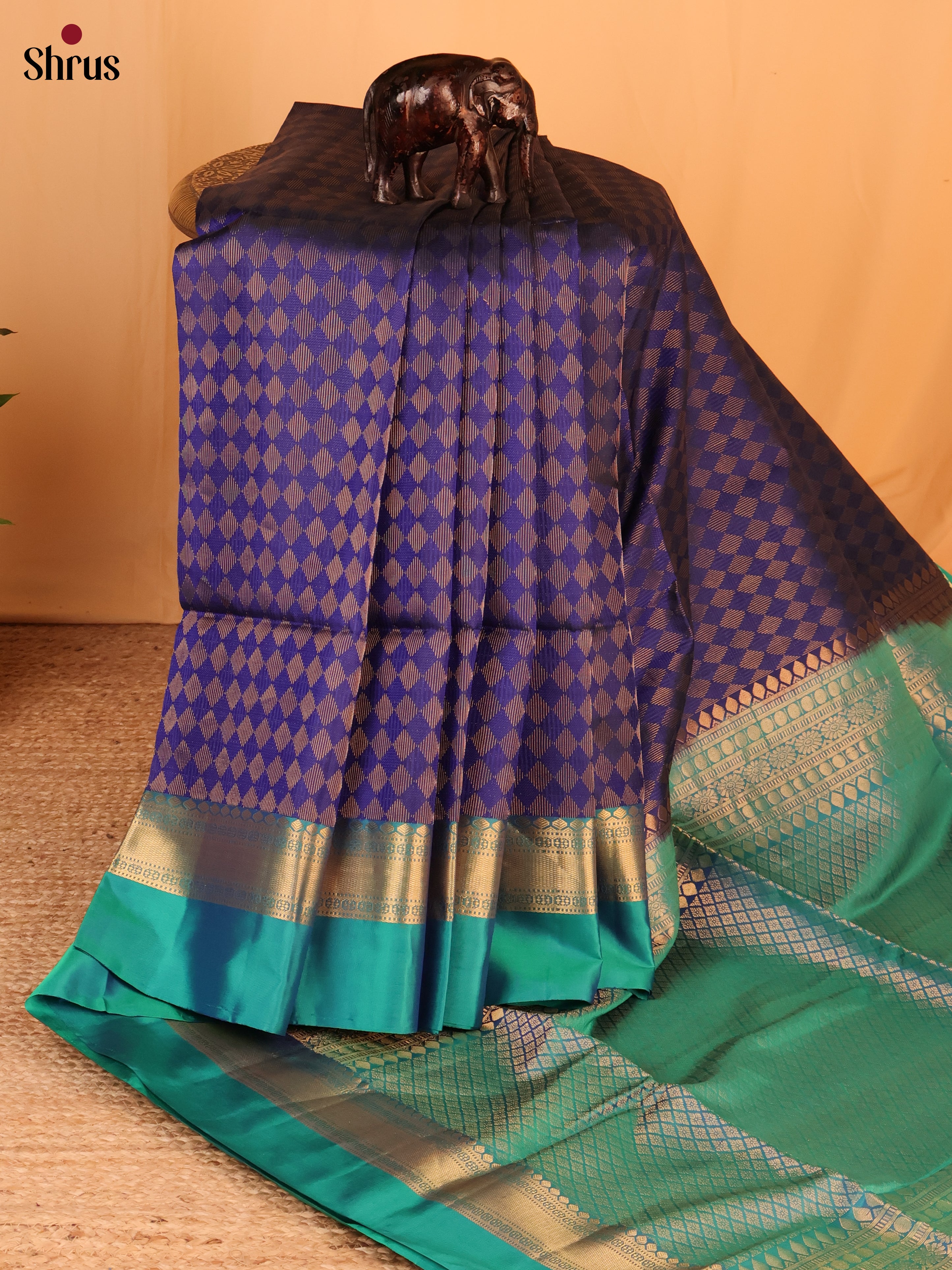Violet & Green- Soft Silk Saree - Shop on Shrus.com