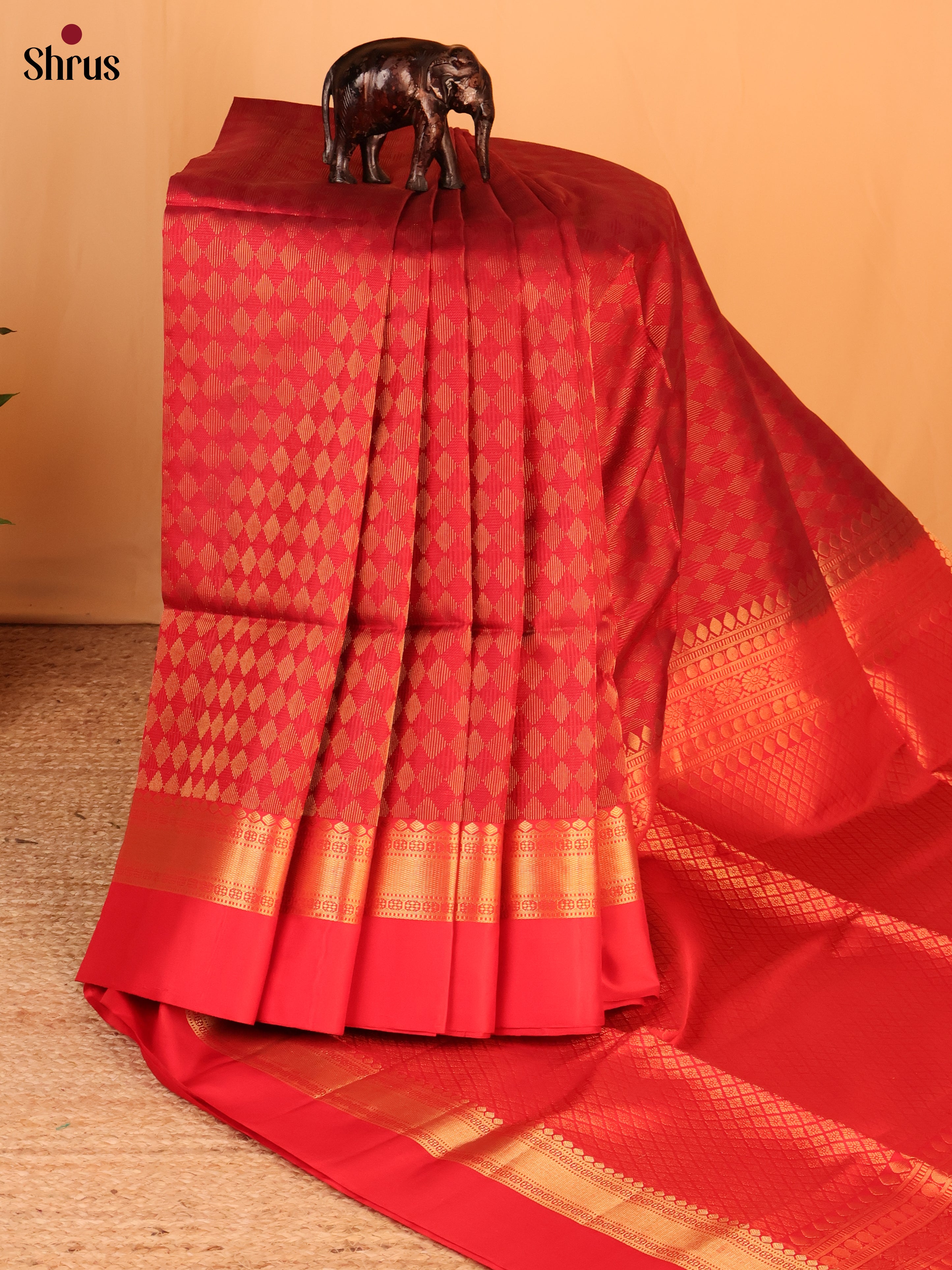 Red - Soft Silk Saree - Shop on Shrus.com