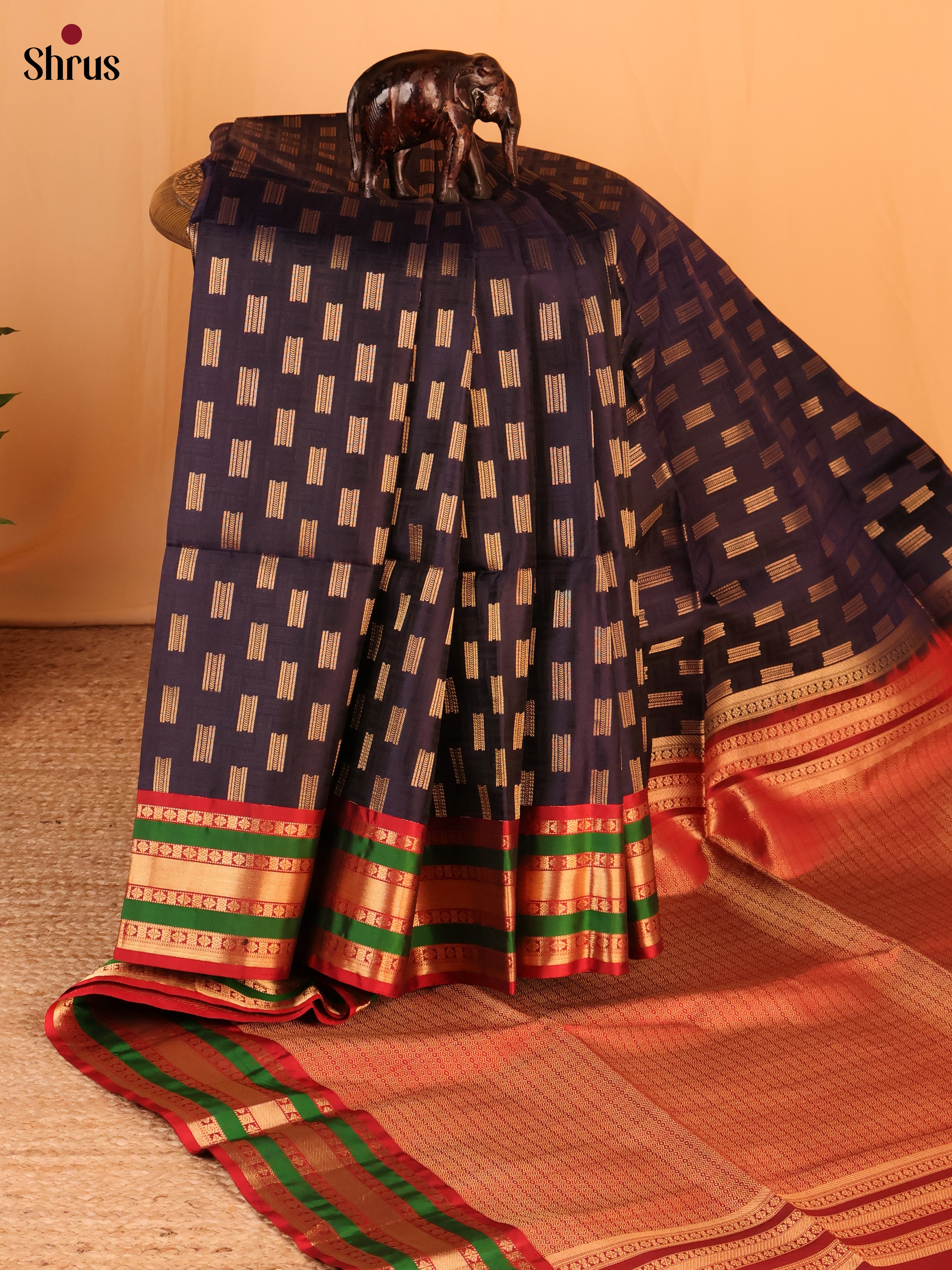 Elegant Violet Soft Silk Saree with Zari Buttas, Maroon Border & Brocade Pallu-2