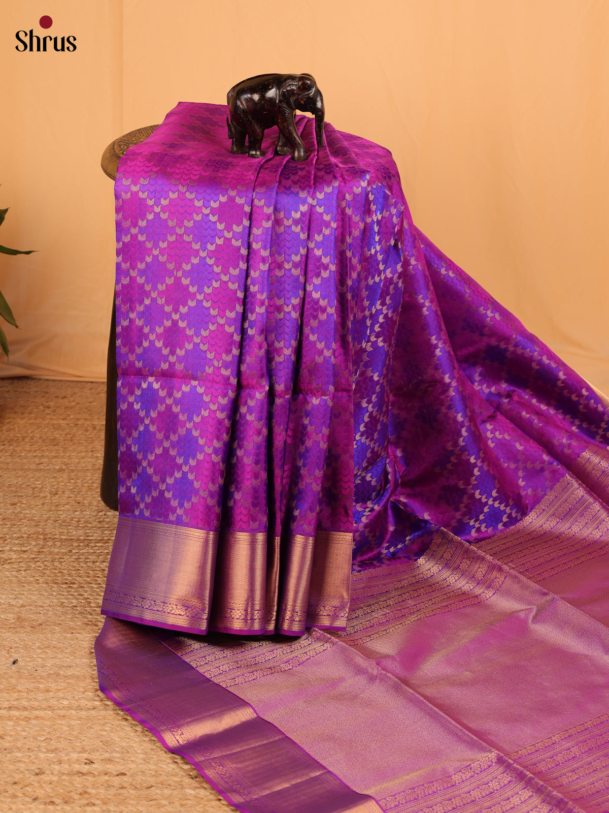 Purple & Majenta - Soft Silk Saree - Shop on Shrus.com