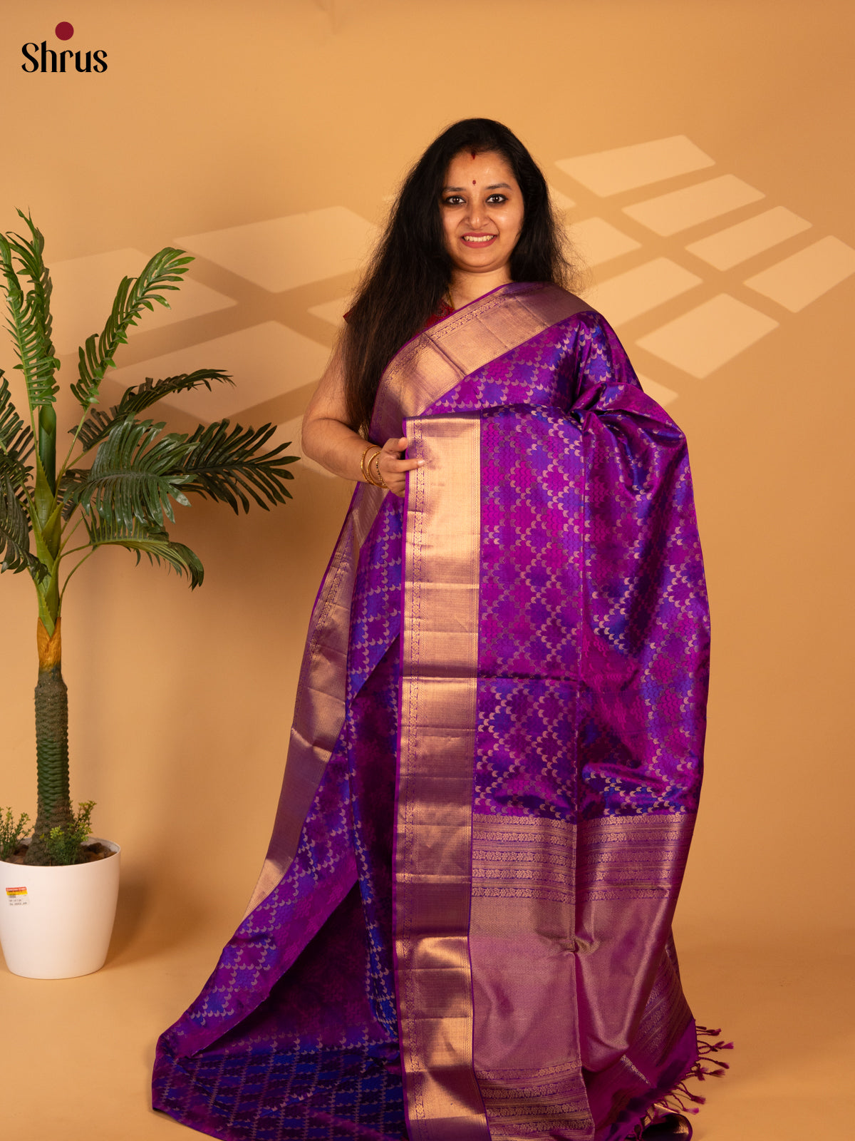 Purple & Majenta - Soft Silk Saree - Shop on Shrus.com