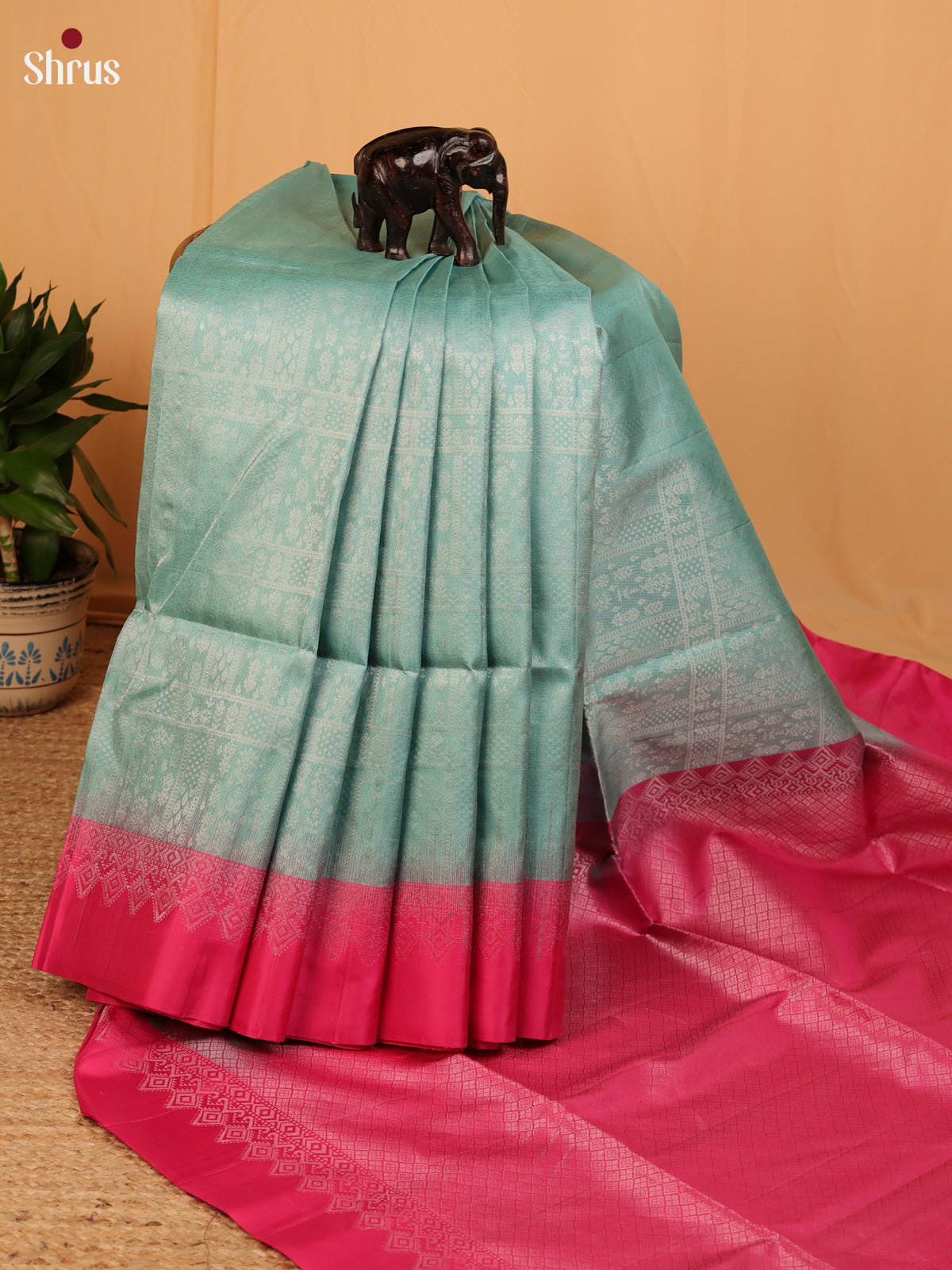 Blue & Maroon - Soft Silk Saree - Shop on Shrus.com