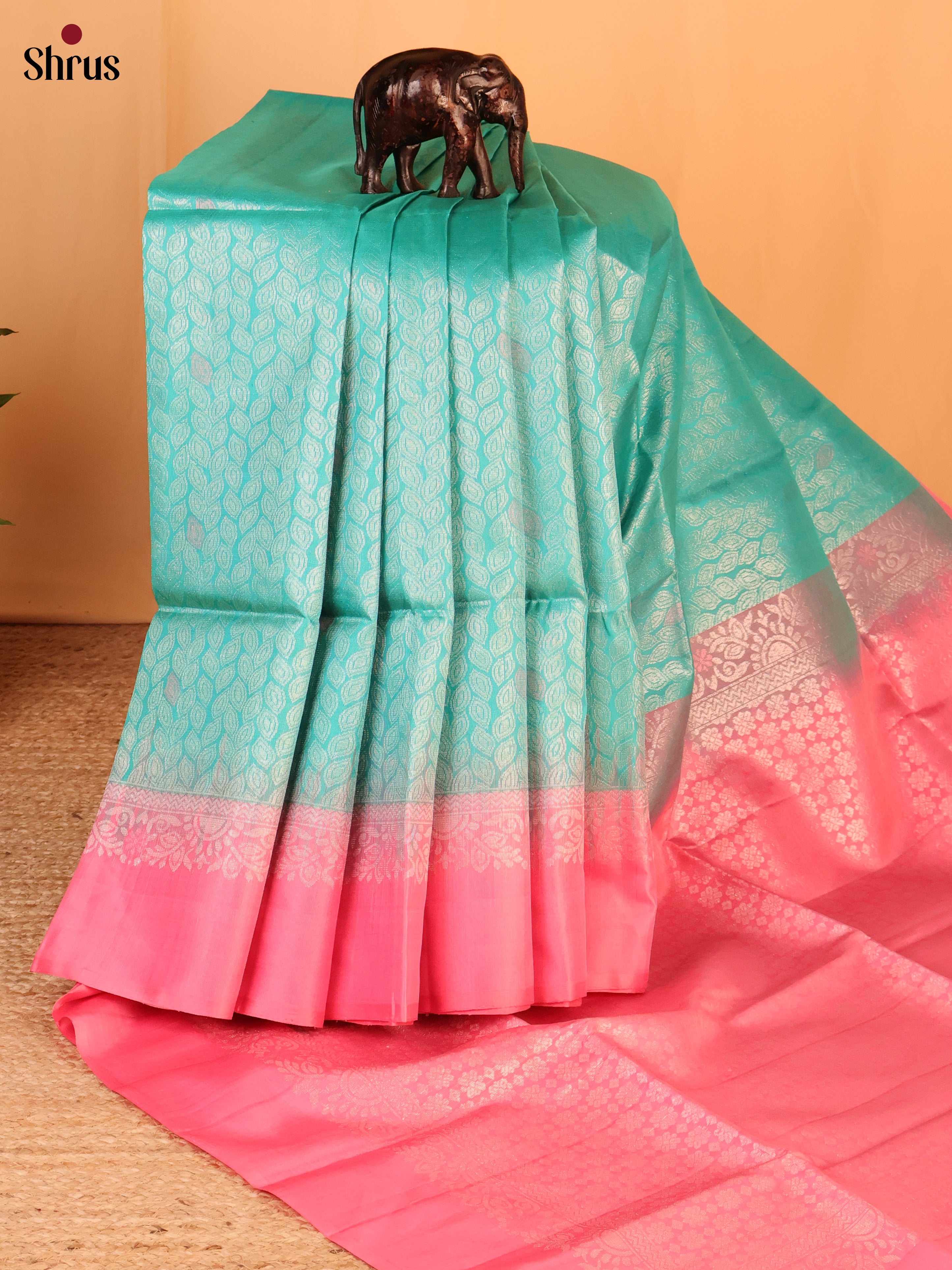 Teal & Pink - Soft Silk Saree - Shop on Shrus.com