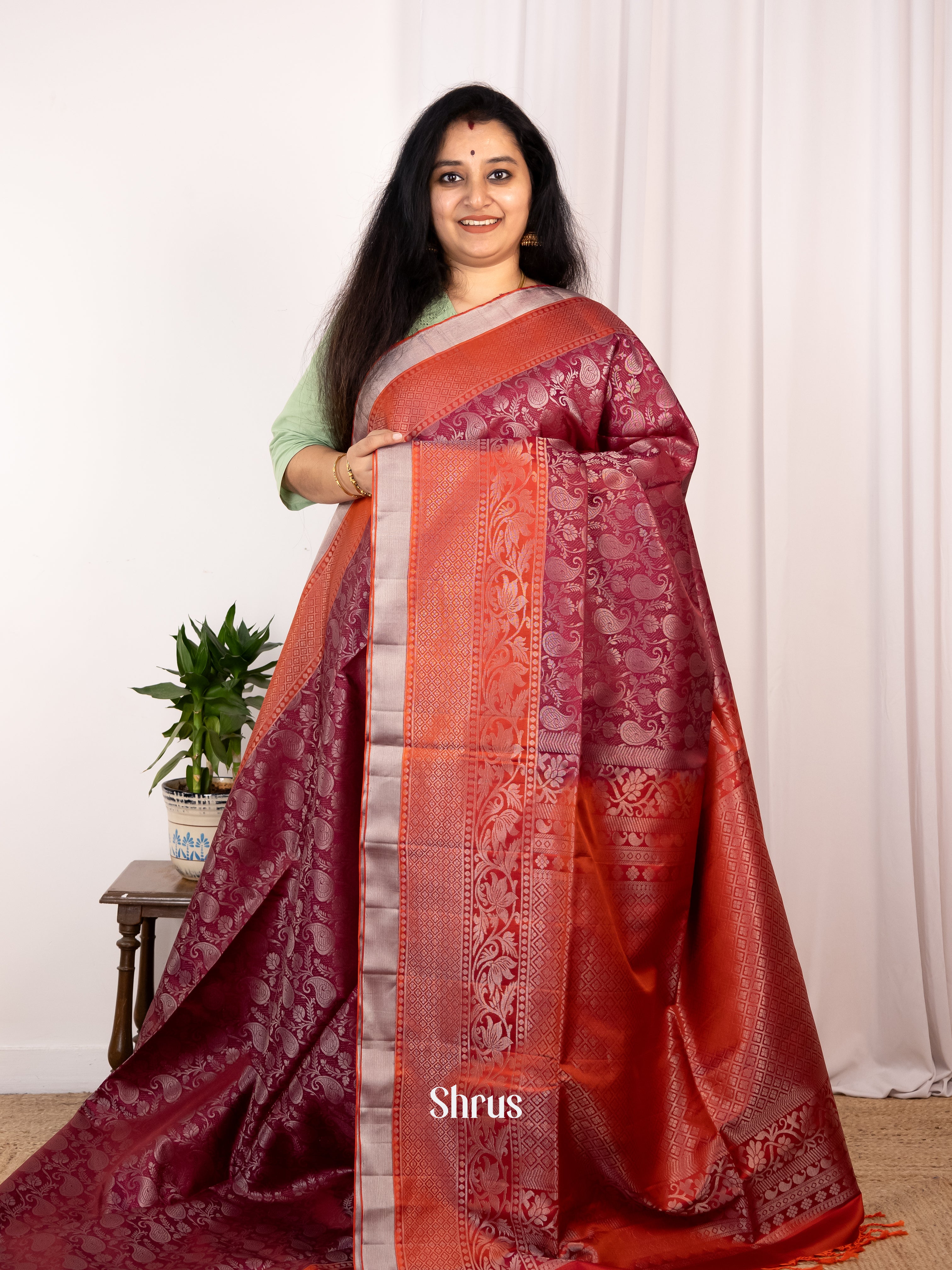Exquisite Maroon Soft Silk Saree with Zari Paisleys, Red Border & Brocade Pallu-1