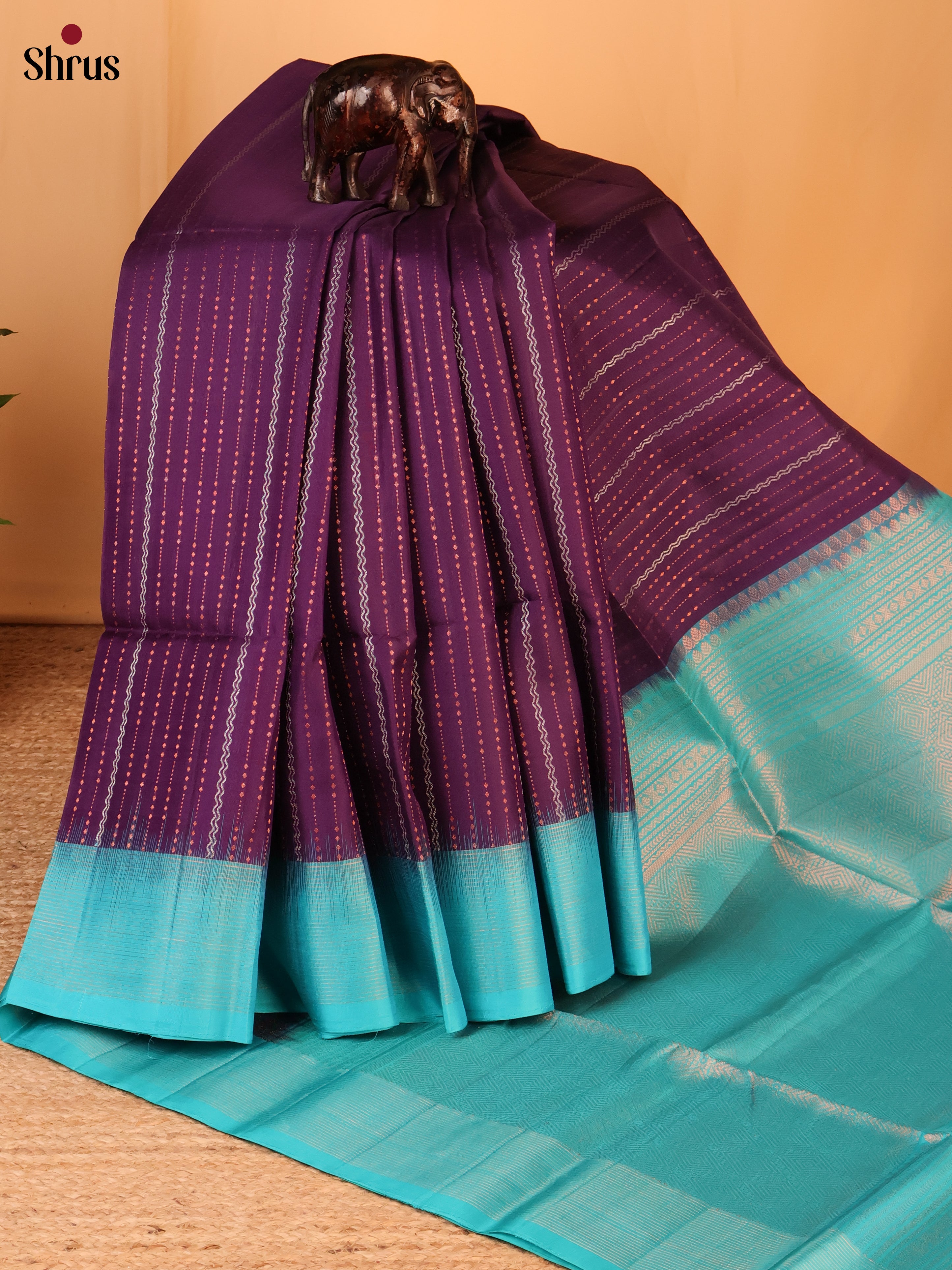 Violet & Blue - Soft Silk Saree - Shop on Shrus.com