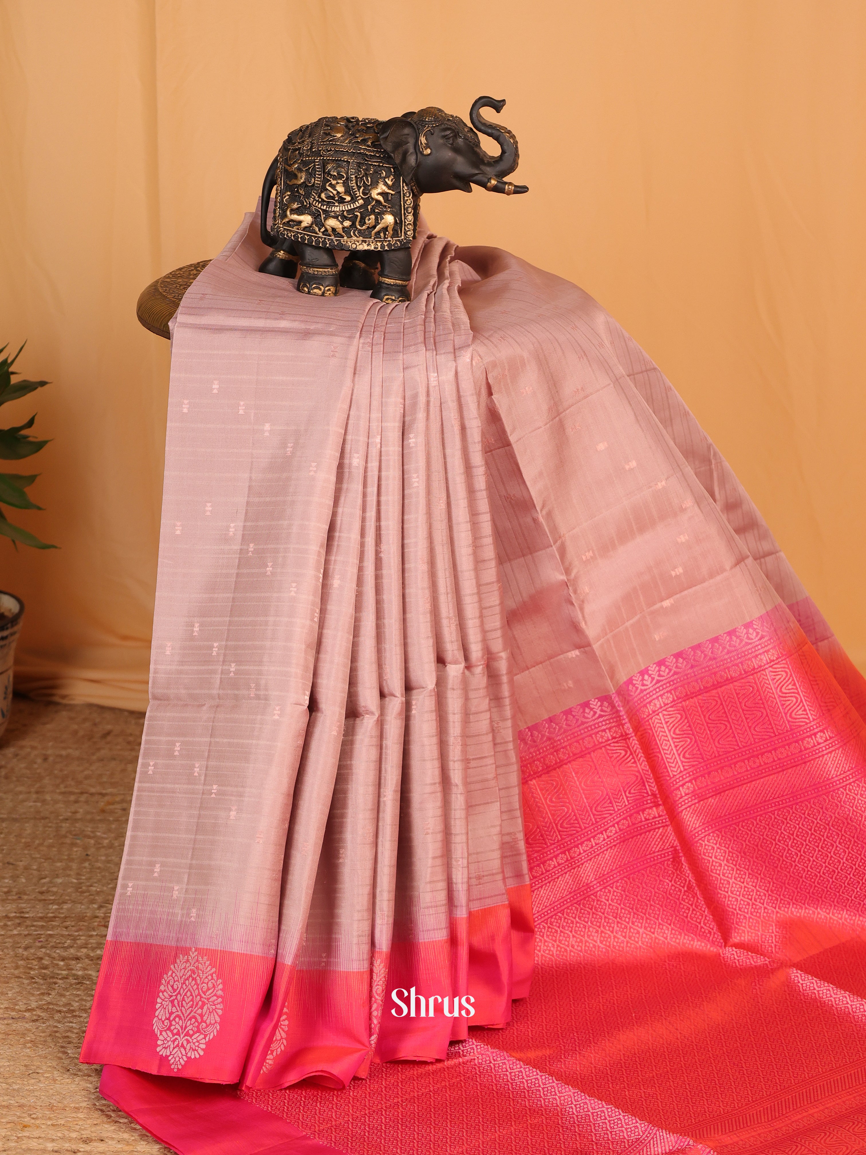 Mauve & Orangish Pink - Soft Silk Saree - Shop on Shrus.com