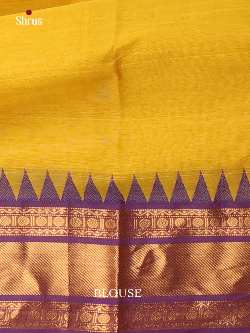 Mustardy Green & Purple - Chettinad Cotton - Shop on Shrus.com