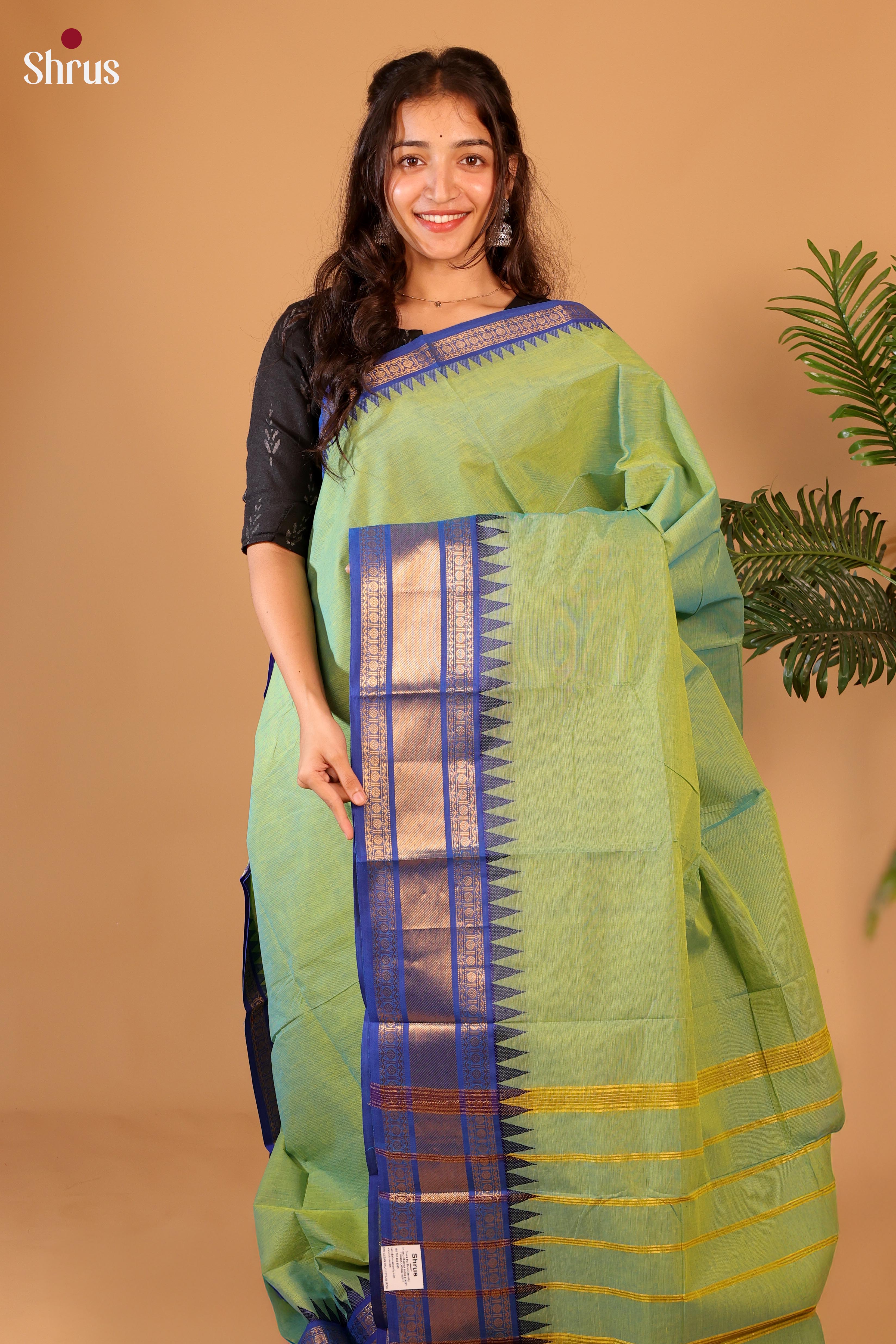 Green & Blue- Chettinad Cotton Saree - Shop on Shrus.com