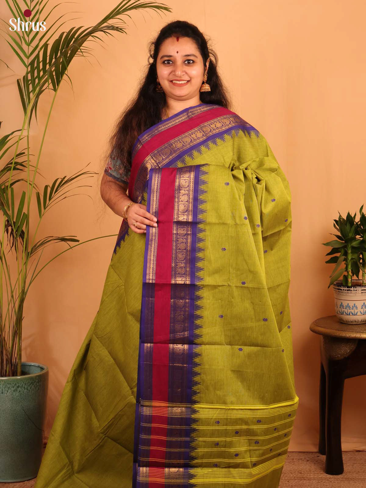 Green & Violet - Chettinad Cotton Saree - Shop on Shrus.com