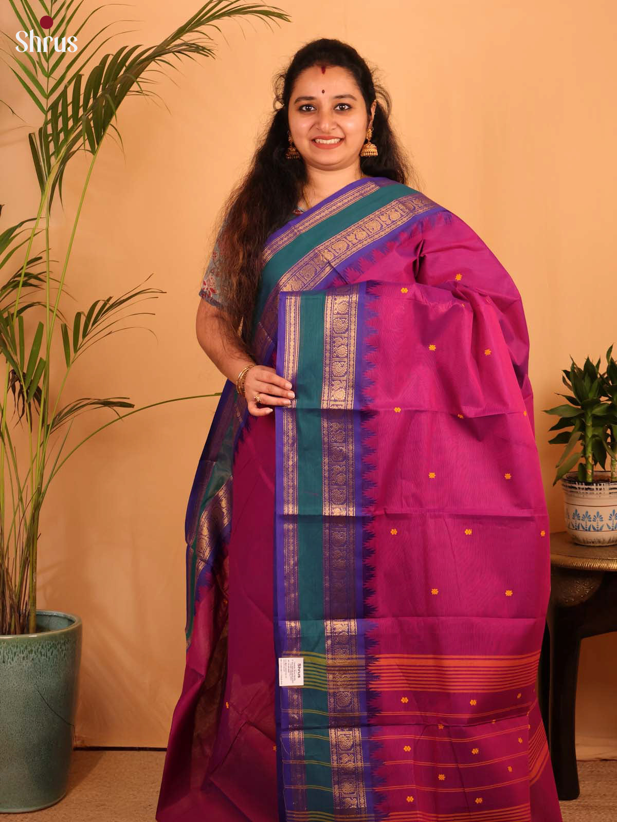 Majenta & Violet - Chettinad Cotton Saree - Shop on Shrus.com