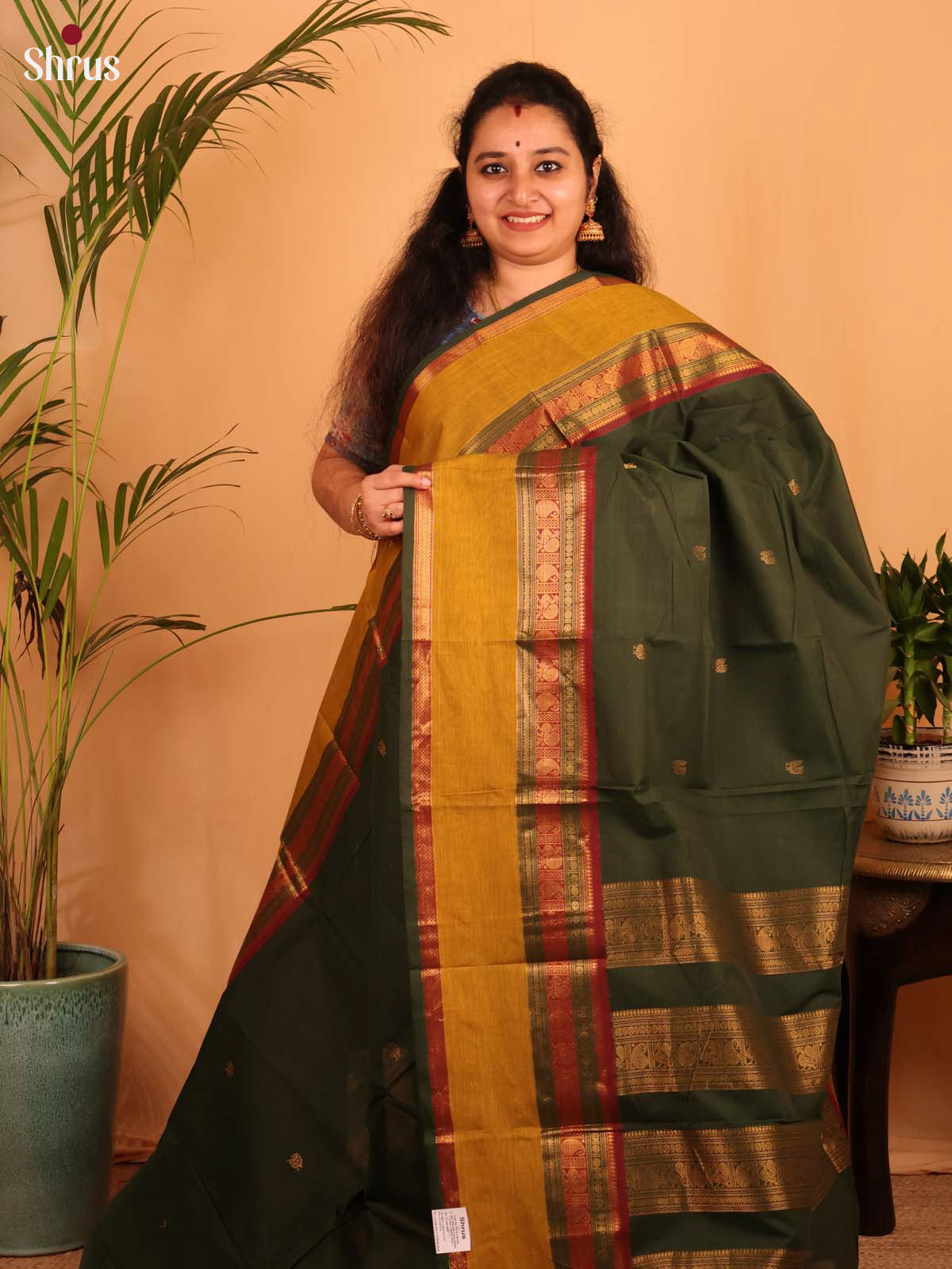 Green & Mustard - Chettinad Cotton Saree - Shop on Shrus.com