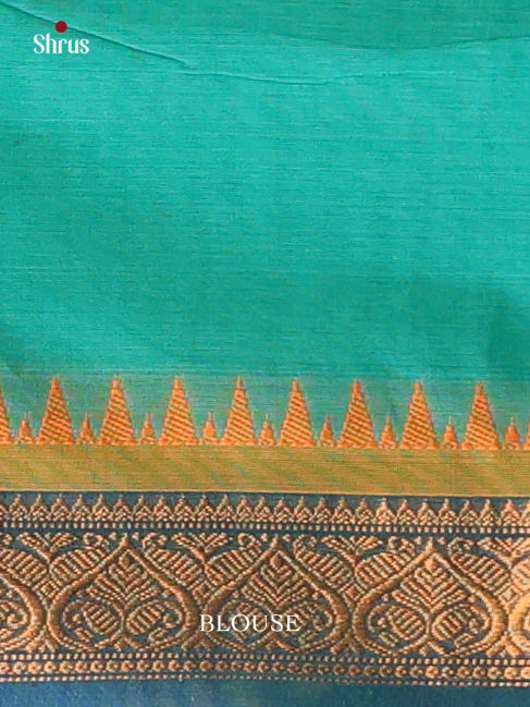 Teal Green & Mustard - Chettinad Cotton Saree - Shop on Shrus.com