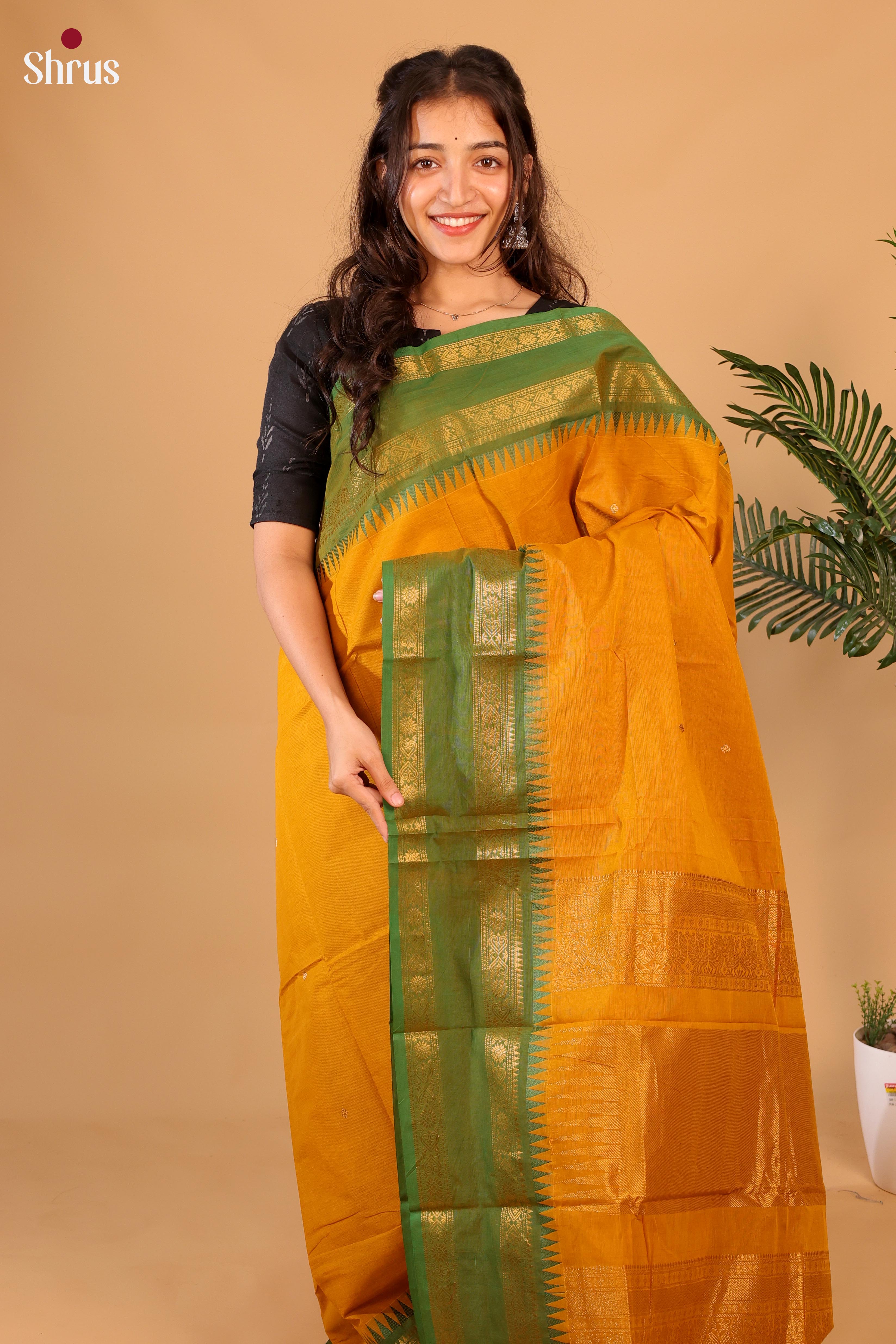 Mustard & Green - Chettinad Cotton Saree - Shop on Shrus.com
