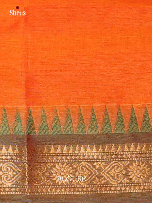 Orange& Green- Chettinad Cotton Saree - Shop on Shrus.com