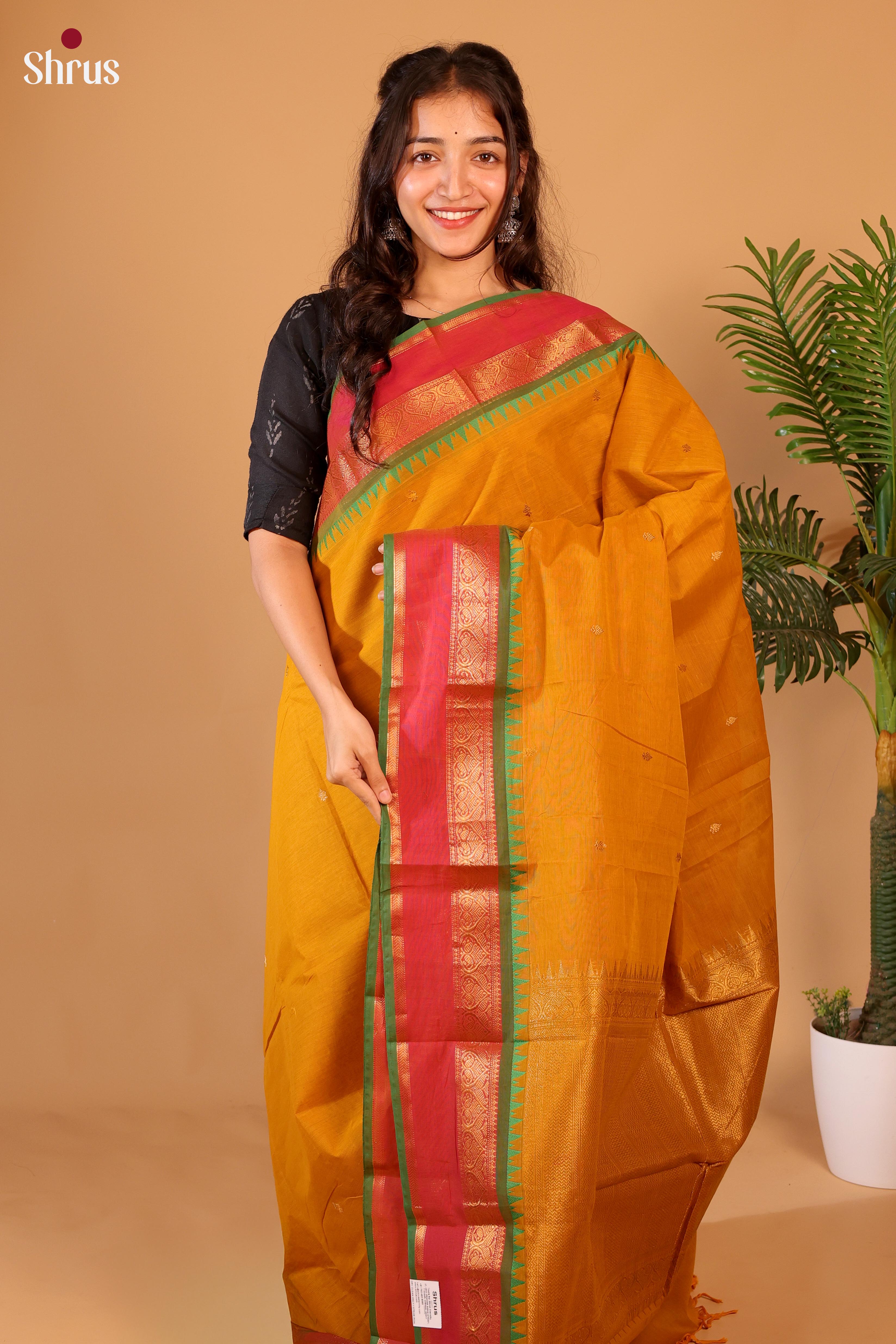 Mustard & Green - Chettinad Cotton Saree - Shop on Shrus.com