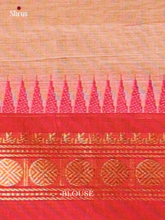 Lite Brown & Red - Chettinad Cotton Saree - Shop on Shrus.com