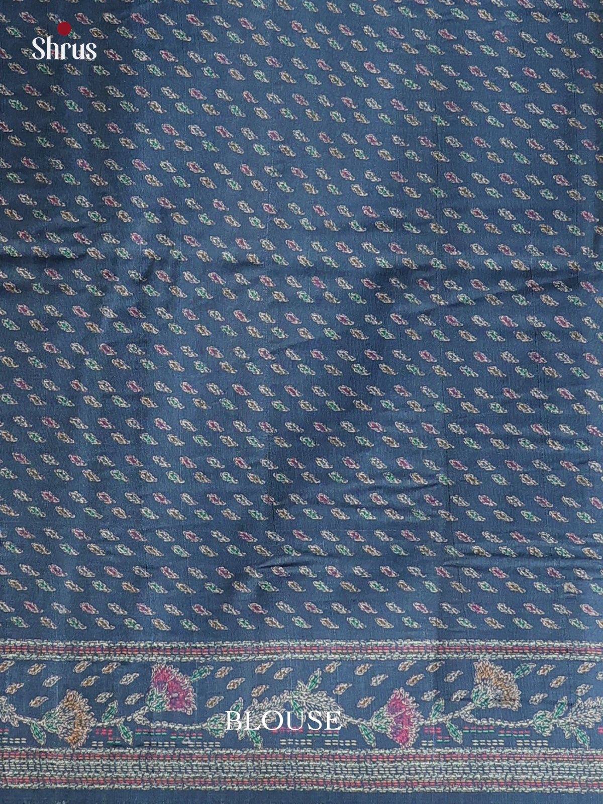 Blue - Printed Tussar Saree - Shop on Shrus.com