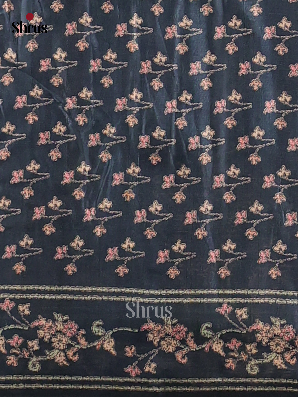peacock blue - Printed Tussar - CKS25087 - Shop on Shrus.com
