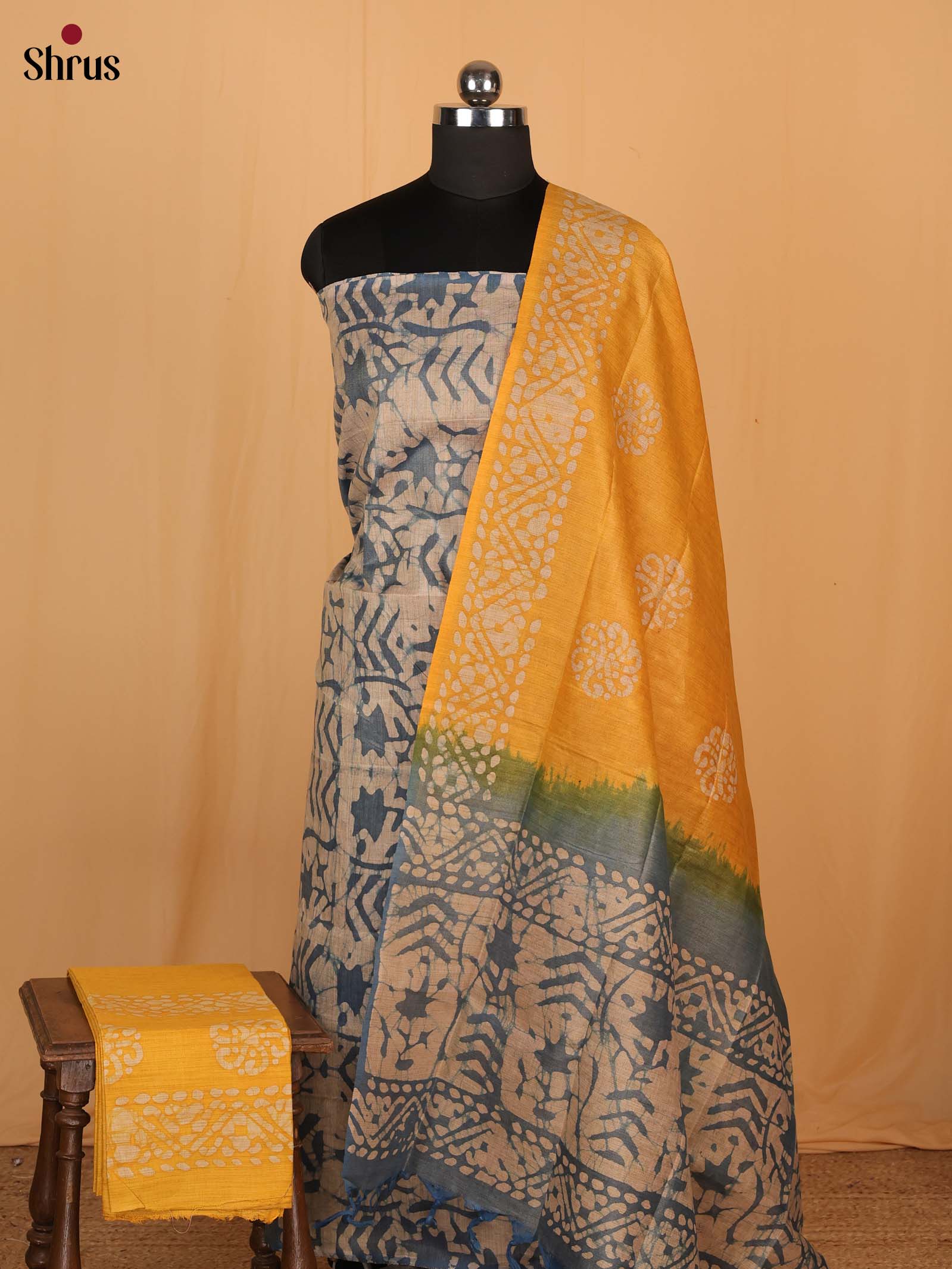Blue & Yellow - Bhatik salwar - Shop on Shrus.com