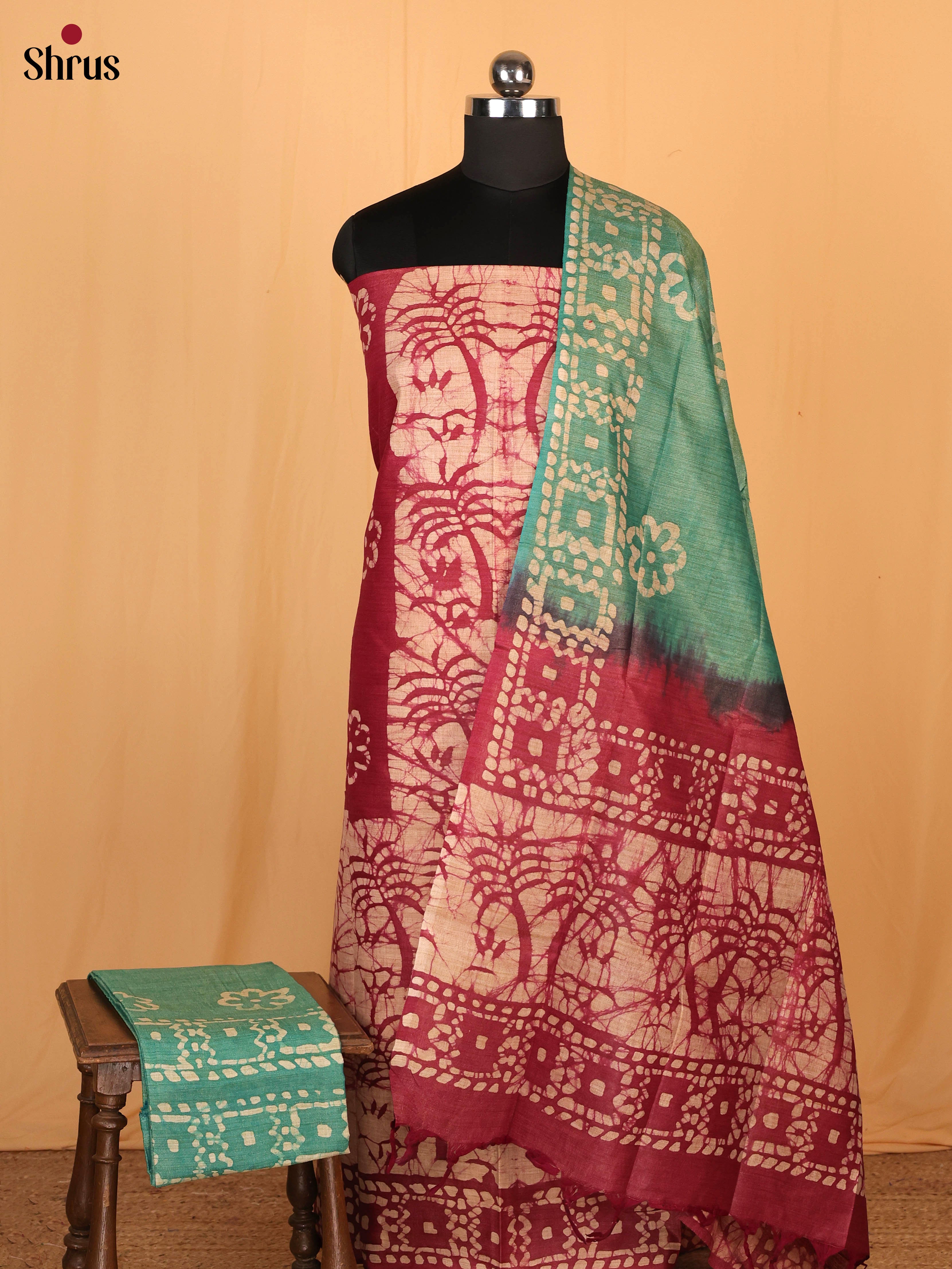 Maroon & Green- Bhatik salwar - Shop on Shrus.com