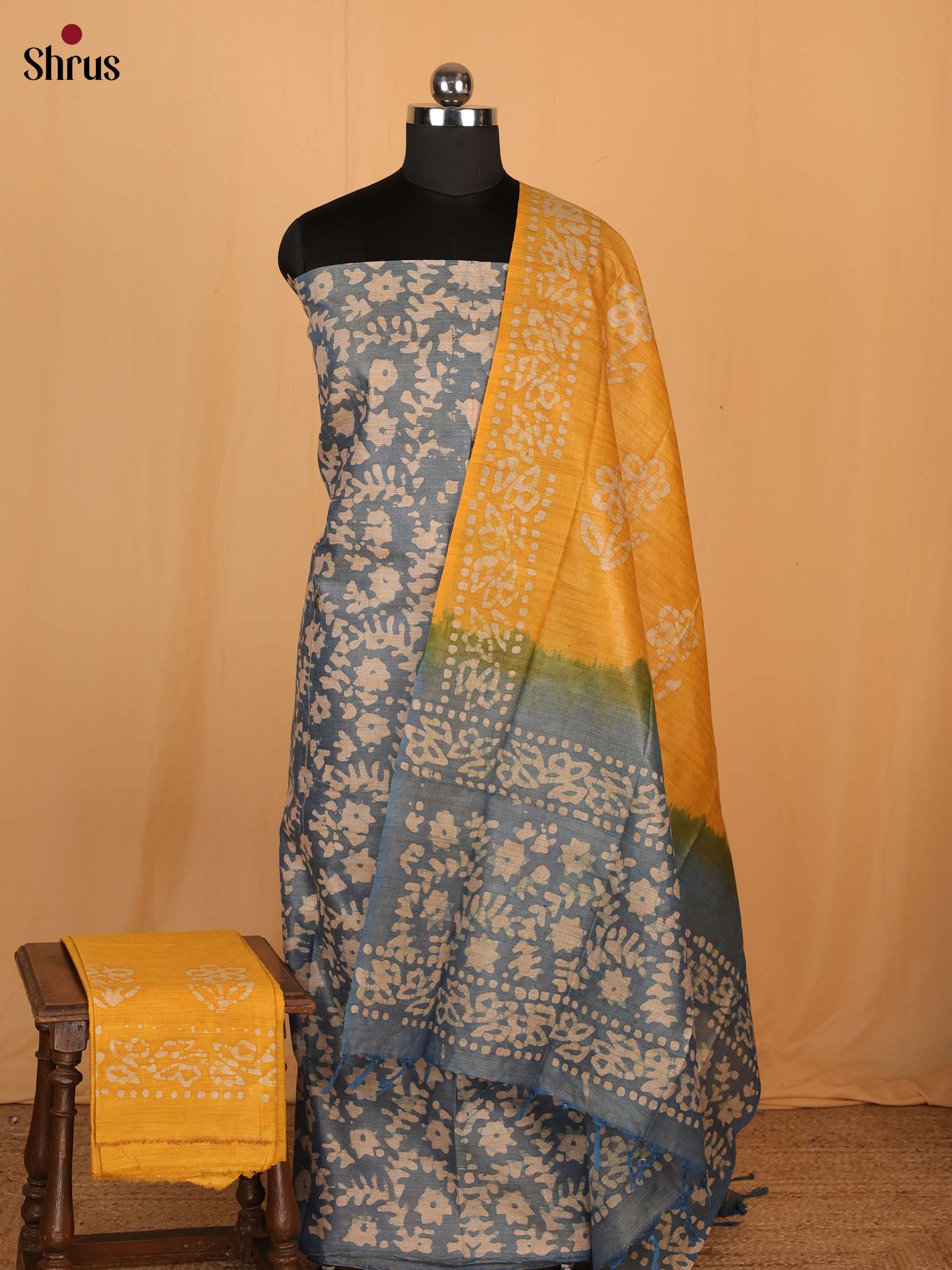 Blue & Yellow- Bhatik salwar - Shop on Shrus.com