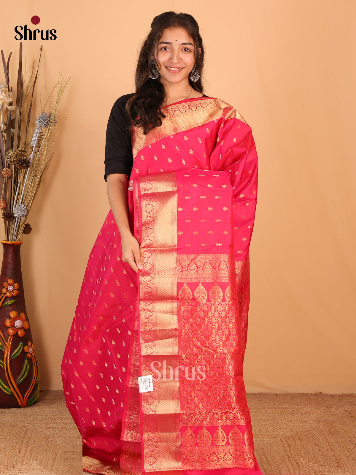 Pink(Single Tone) - Kanchipuram silk Saree - Shop on Shrus.com