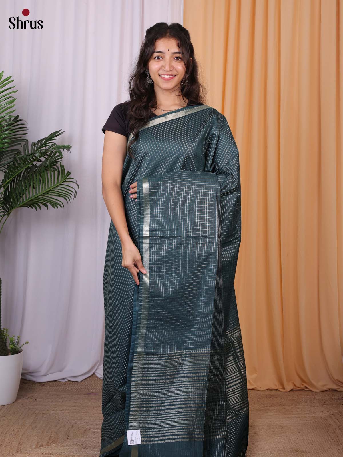 Peacock Green - Semi Tussar Saree - Shop on Shrus.com