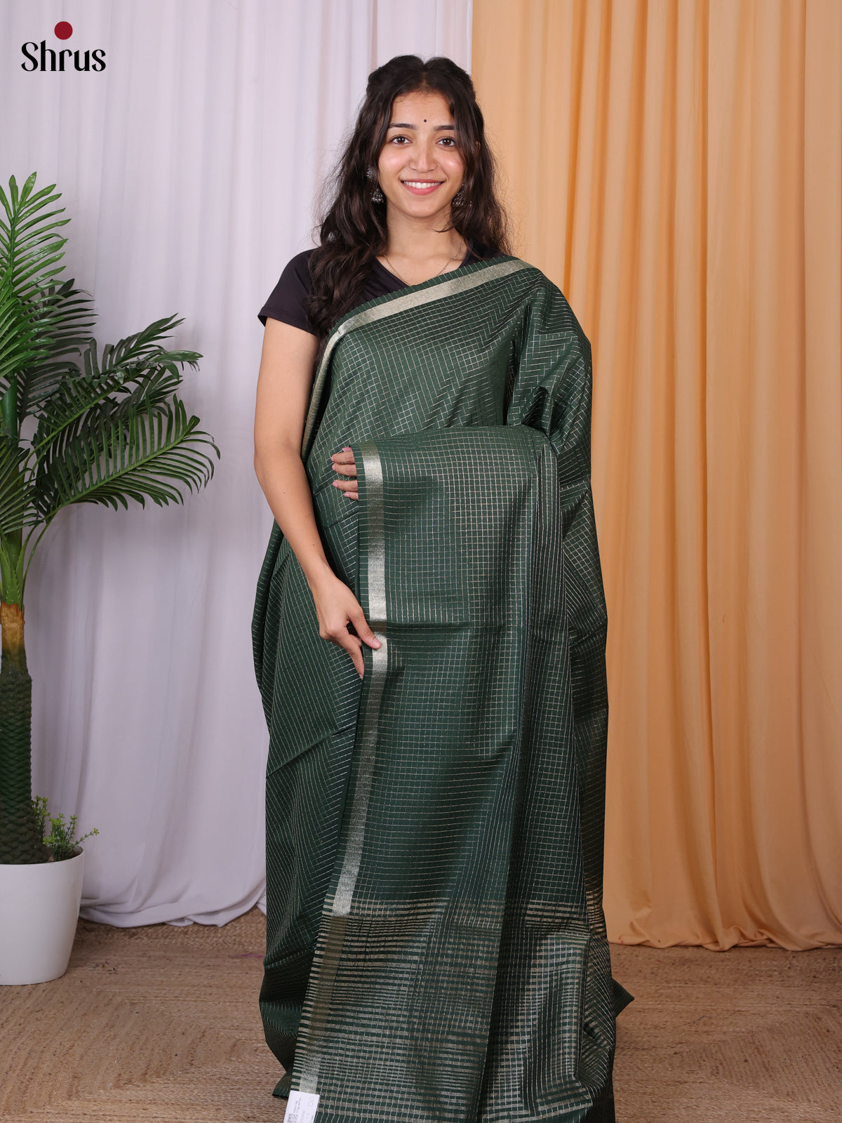 Green - Semi Tussar Saree - Shop on Shrus.com