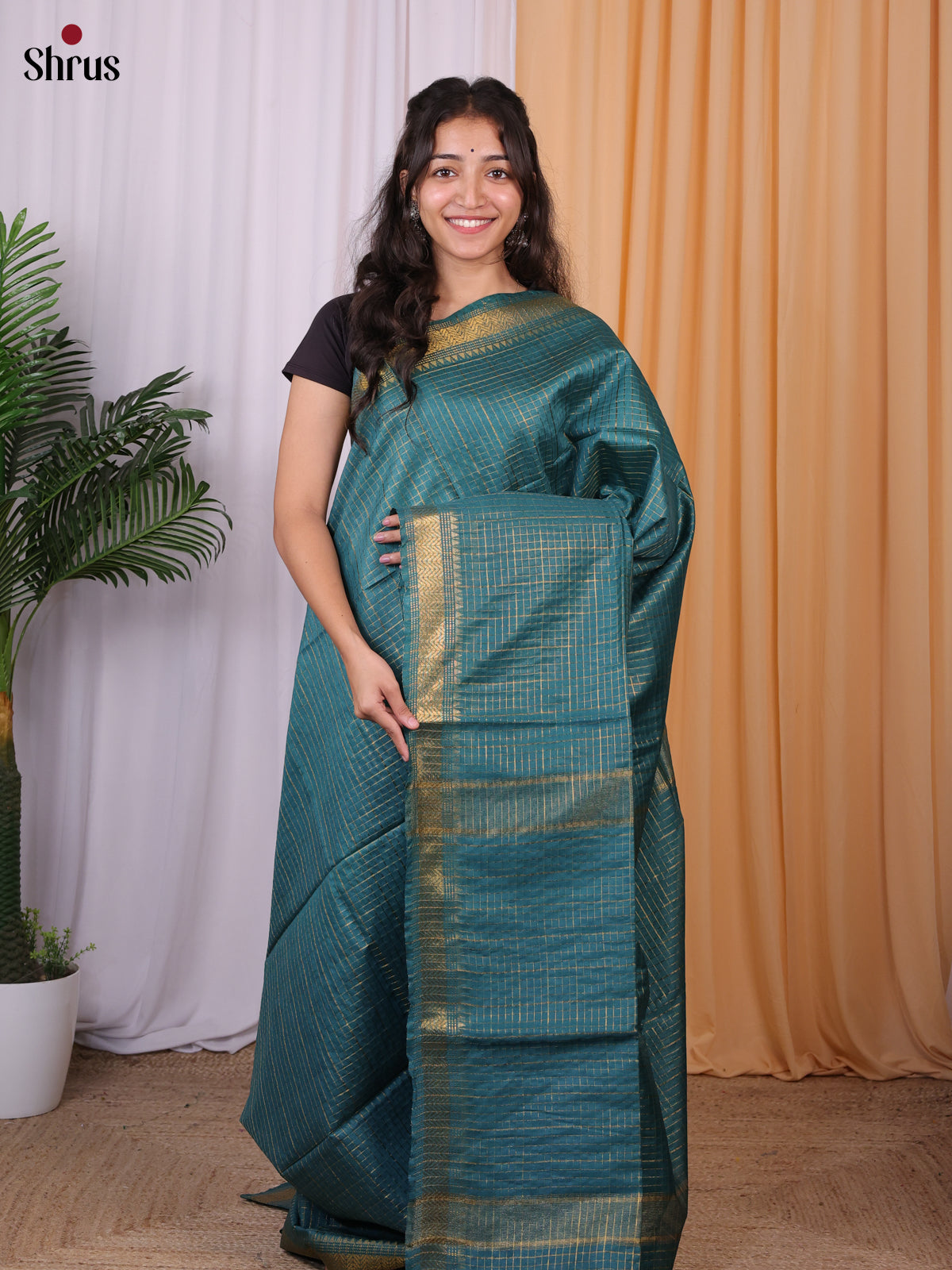 Blue - Semi Tussar Saree - Shop on Shrus.com