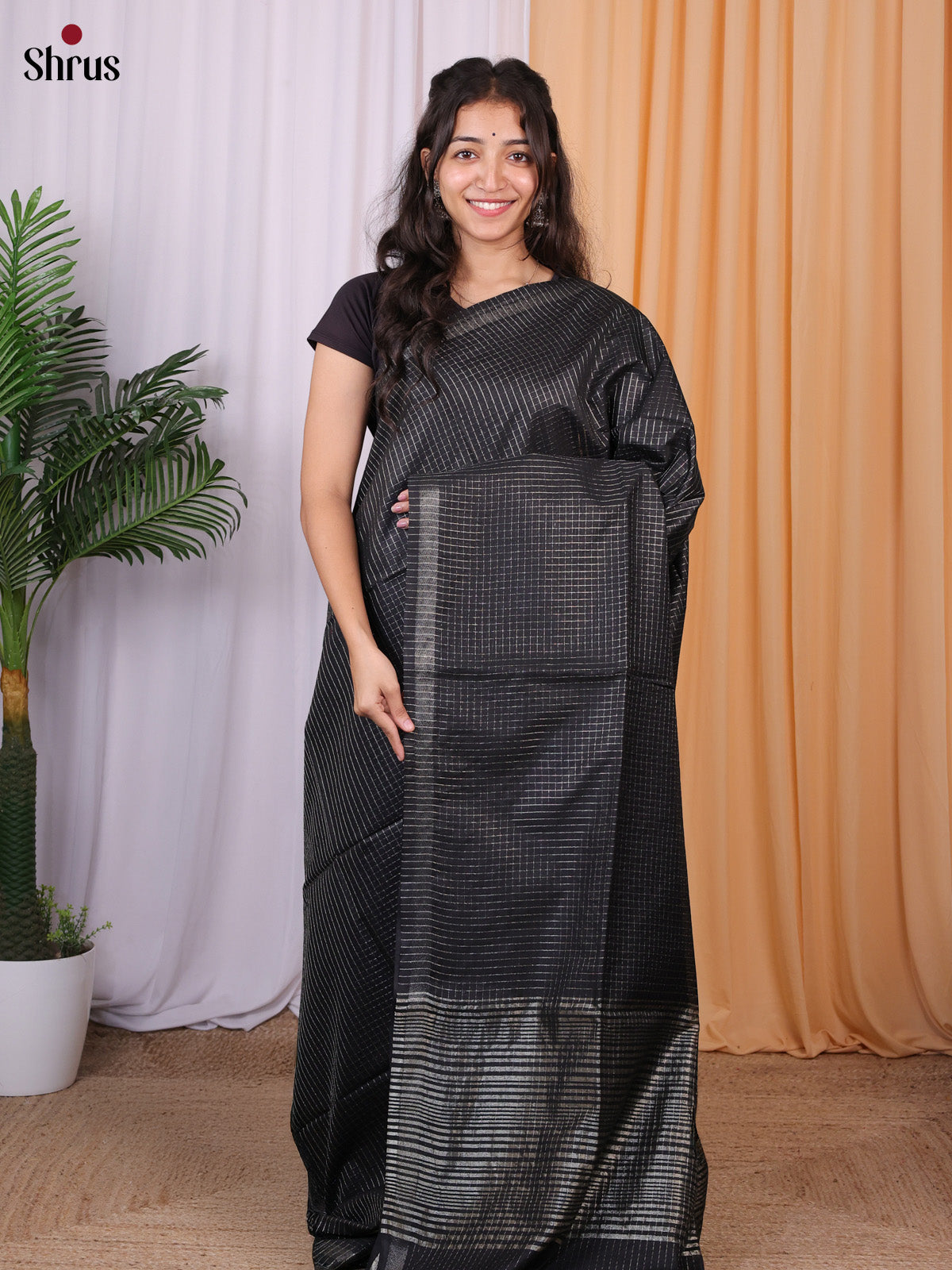 Black - Semi Tussar Saree - Shop on Shrus.com