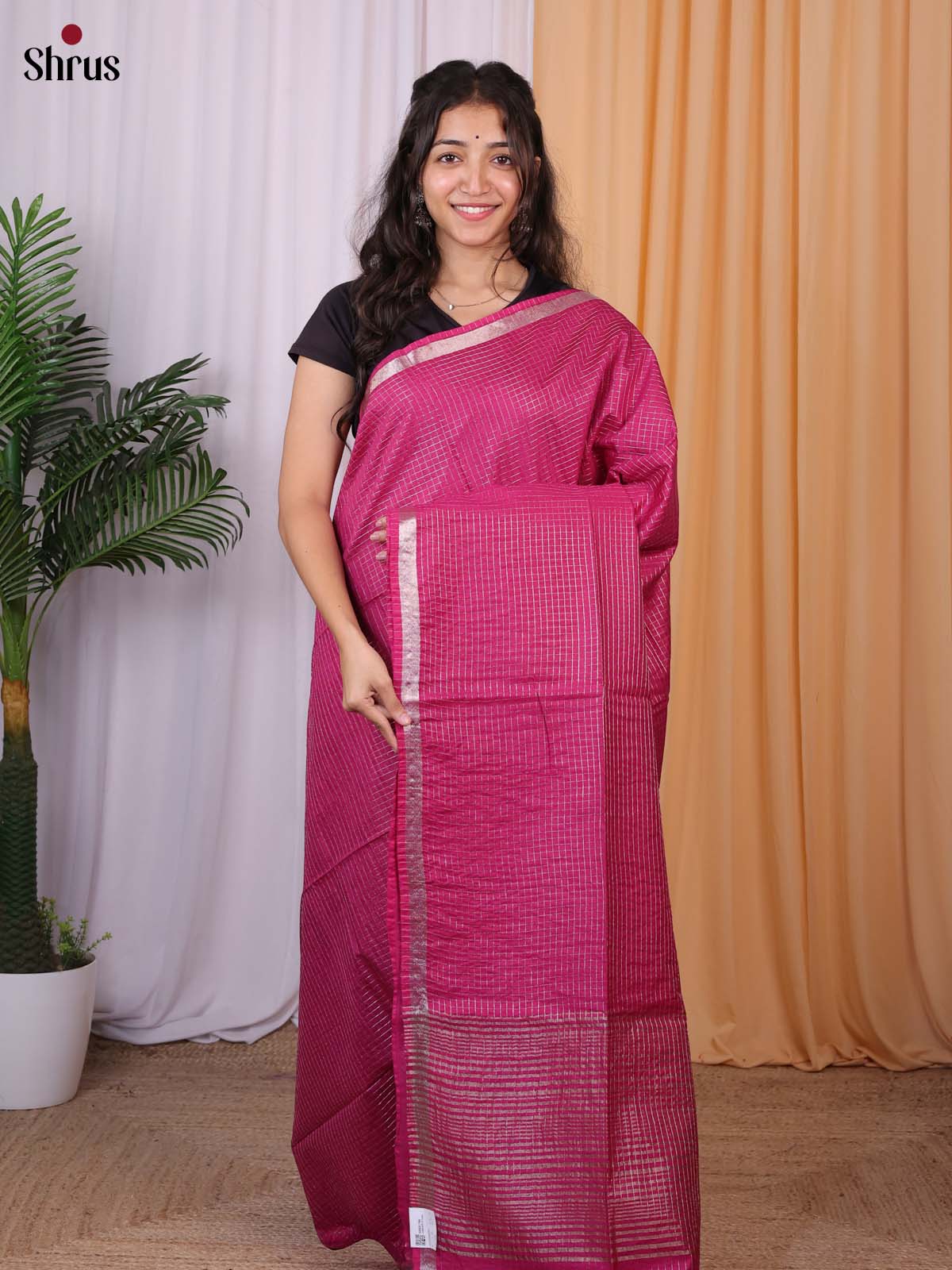 Maroon - Semi Tussar Saree - Shop on Shrus.com