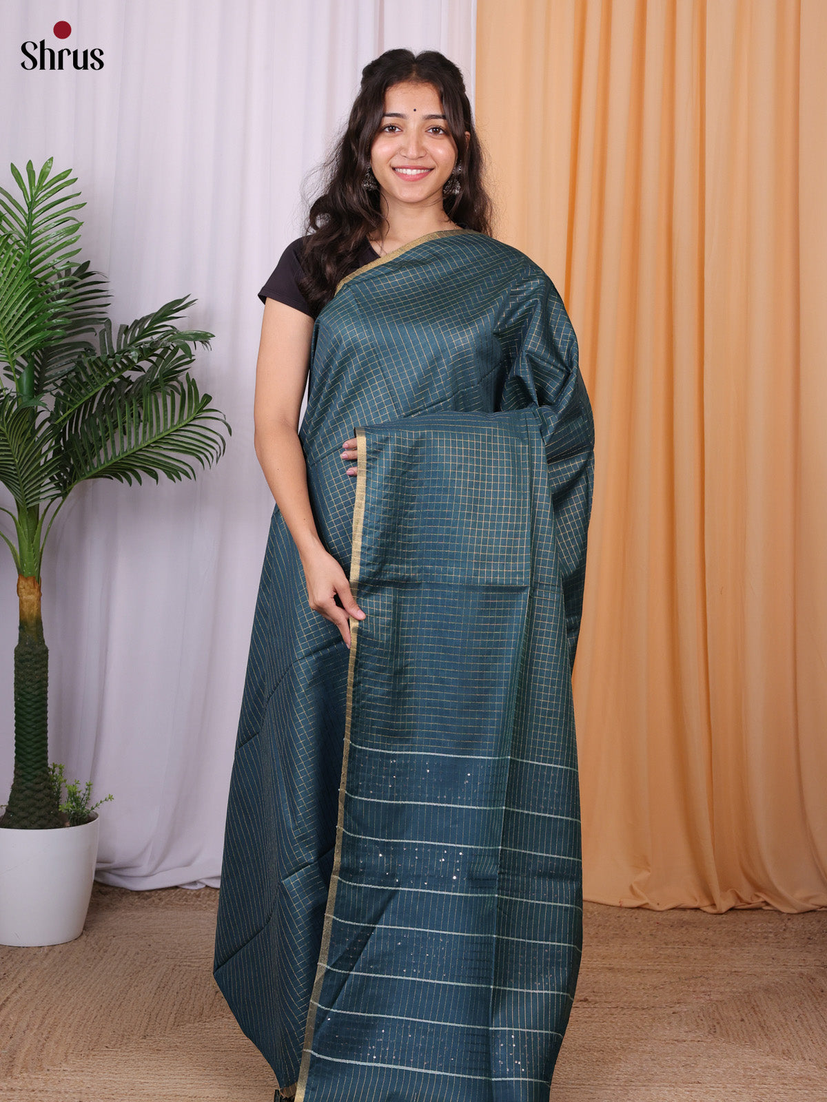 Peacock Green - Semi Tussar Saree - Shop on Shrus.com