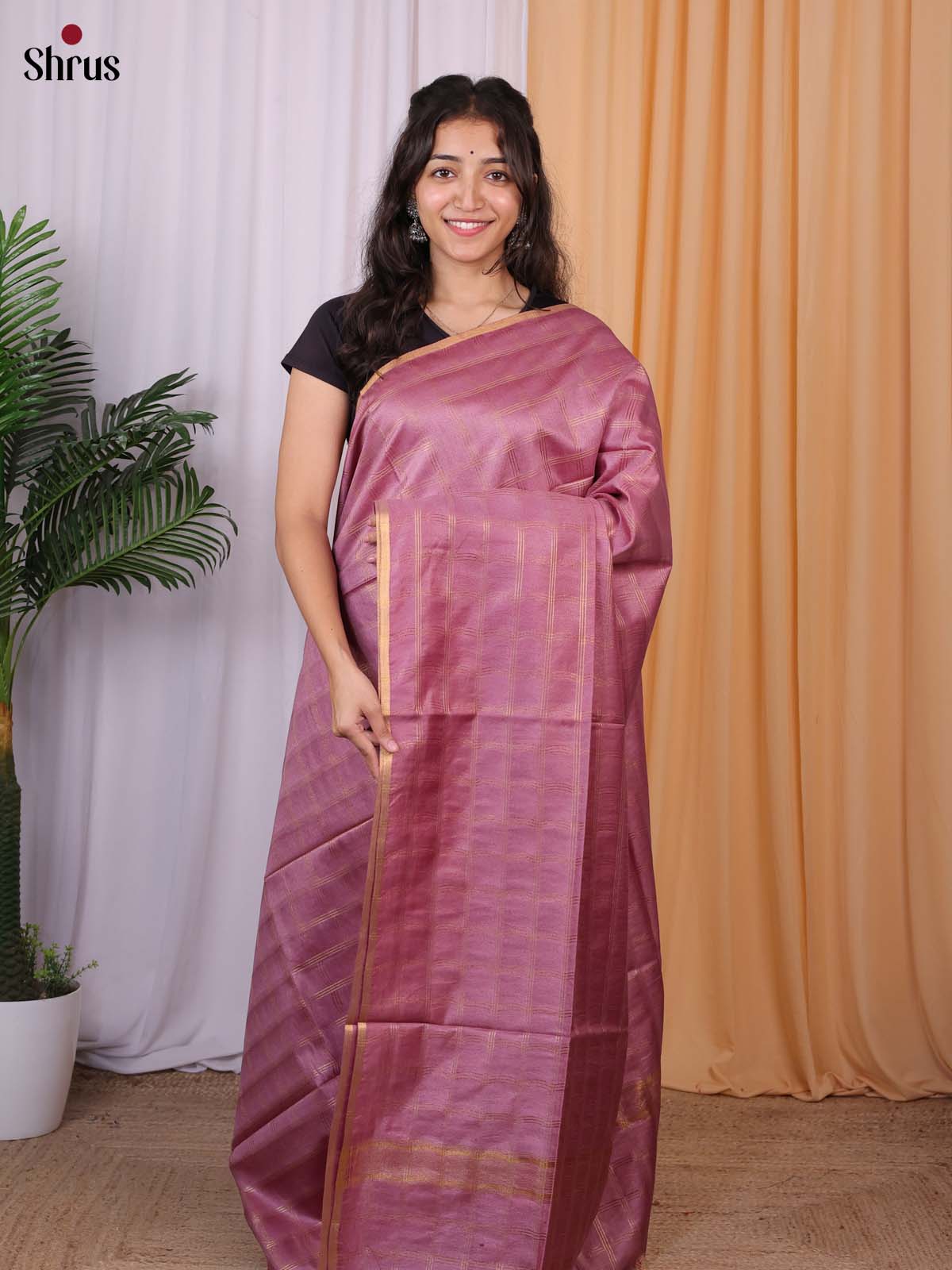 Purple - Semi Tussar Saree - Shop on Shrus.com