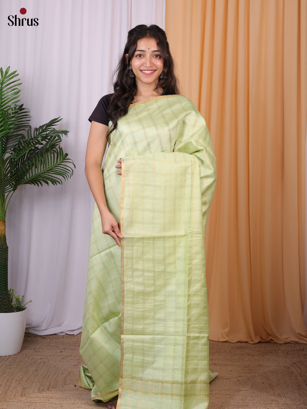 Pista Green - Semi Tussar Saree - Shop on Shrus.com
