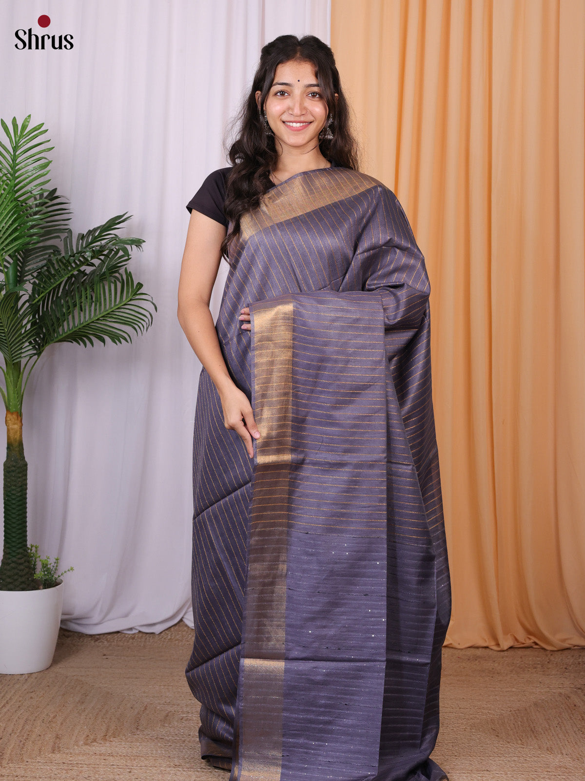 Violet - Semi Tussar Saree - Shop on Shrus.com