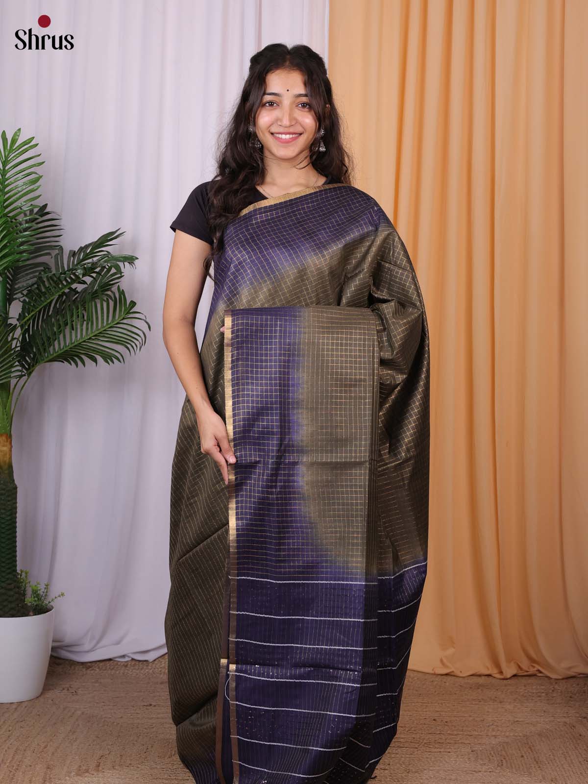 Green & Violet - Semi Tussar Saree - Shop on Shrus.com