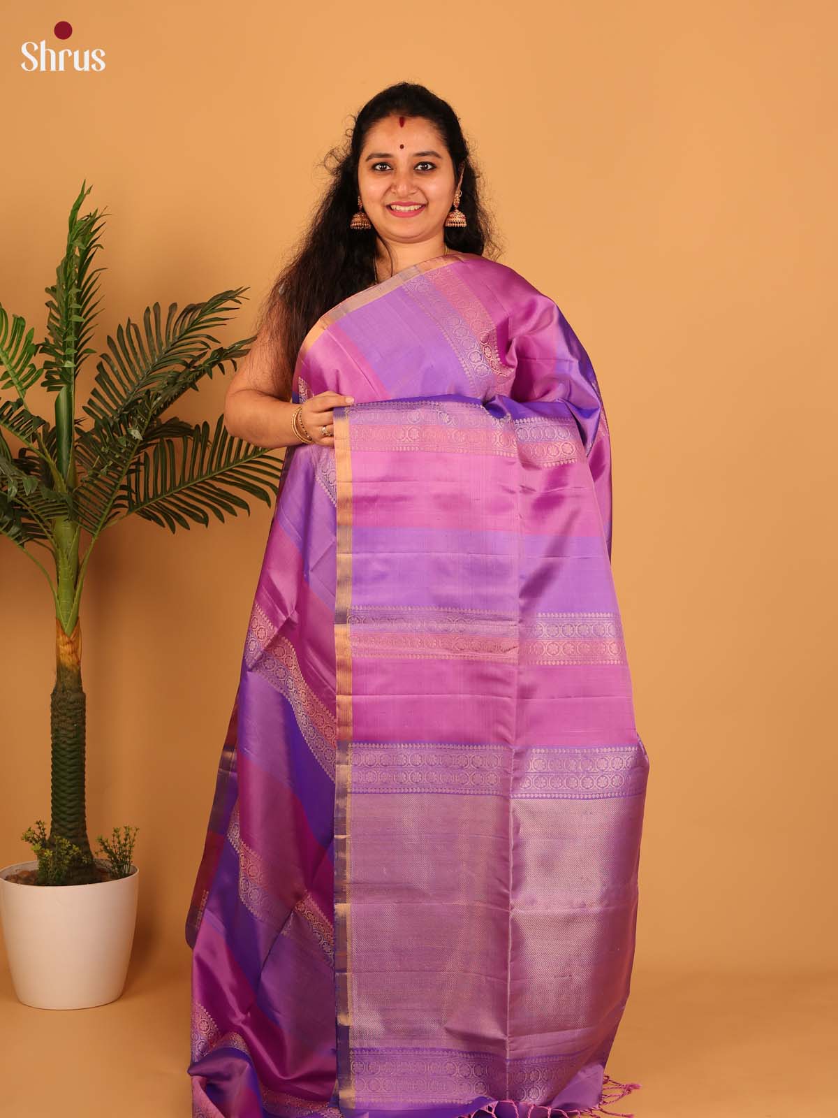 Pink & Purple - Soft Silk Saree - Shop on Shrus.com