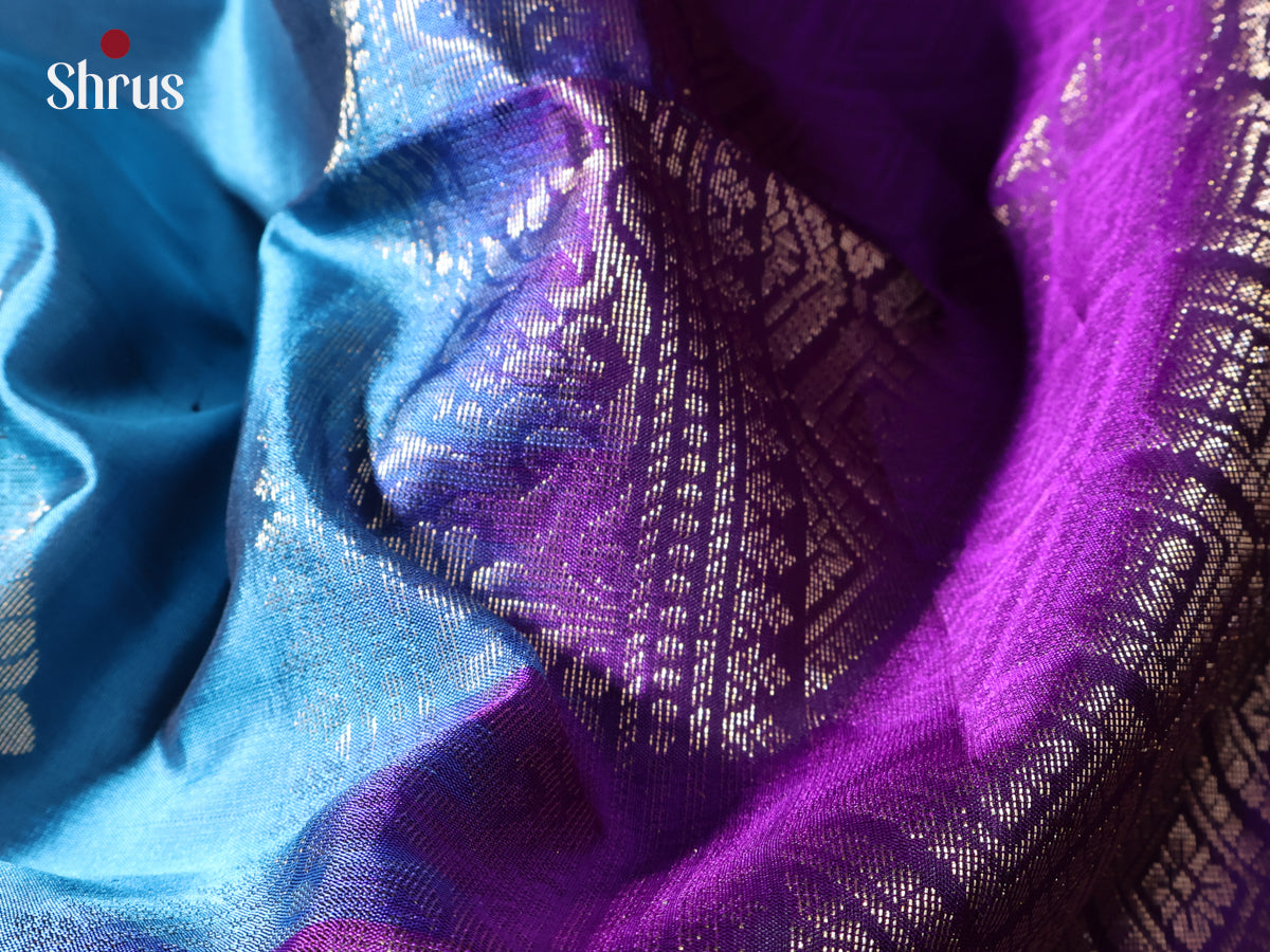 Blue & Purple - Soft Silk Saree - Shop on Shrus.com
