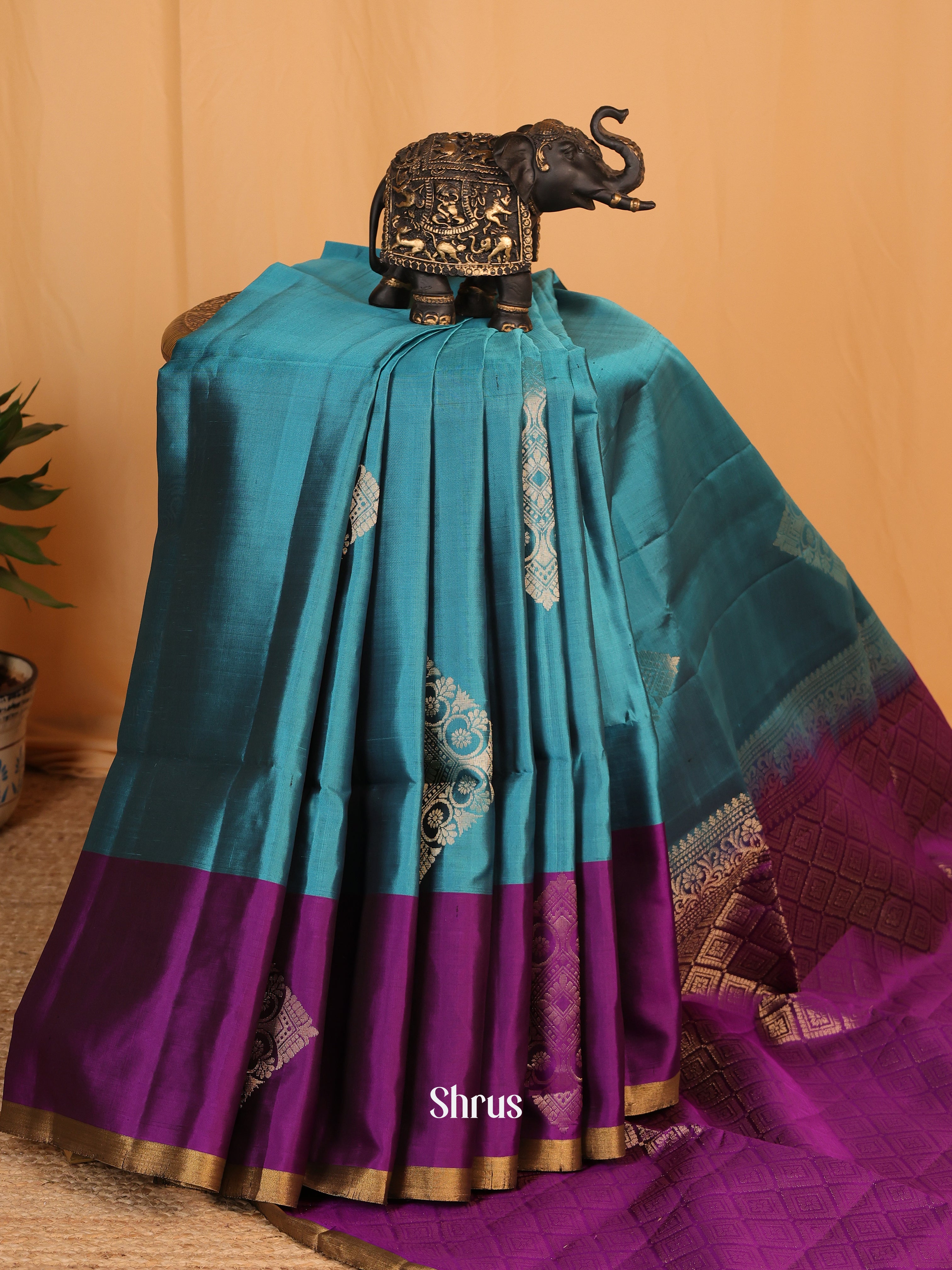 Blue & Purple - Soft Silk Saree - Shop on Shrus.com