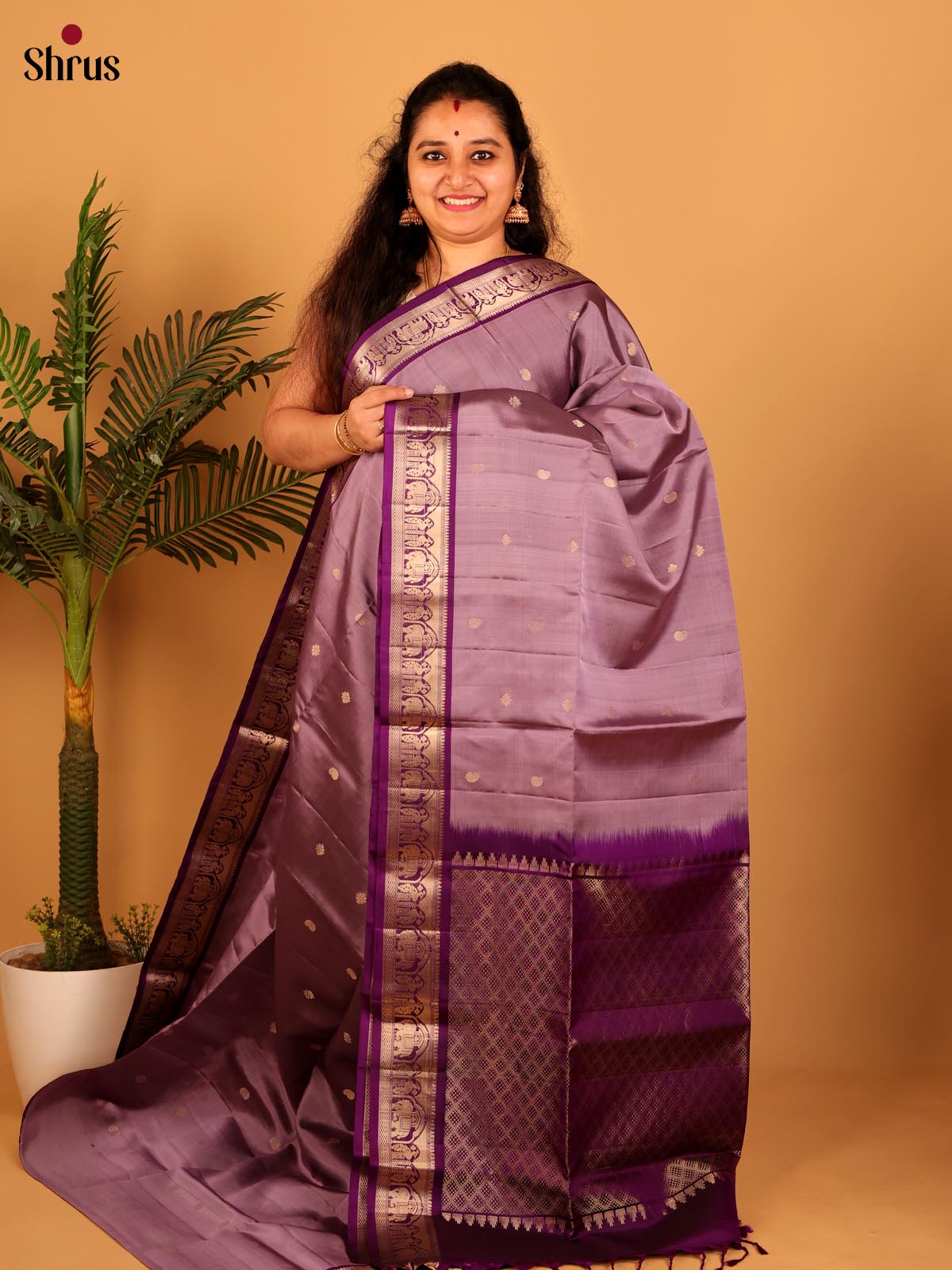 Purple & Violet- Soft Silk Saree - Shop on Shrus.com