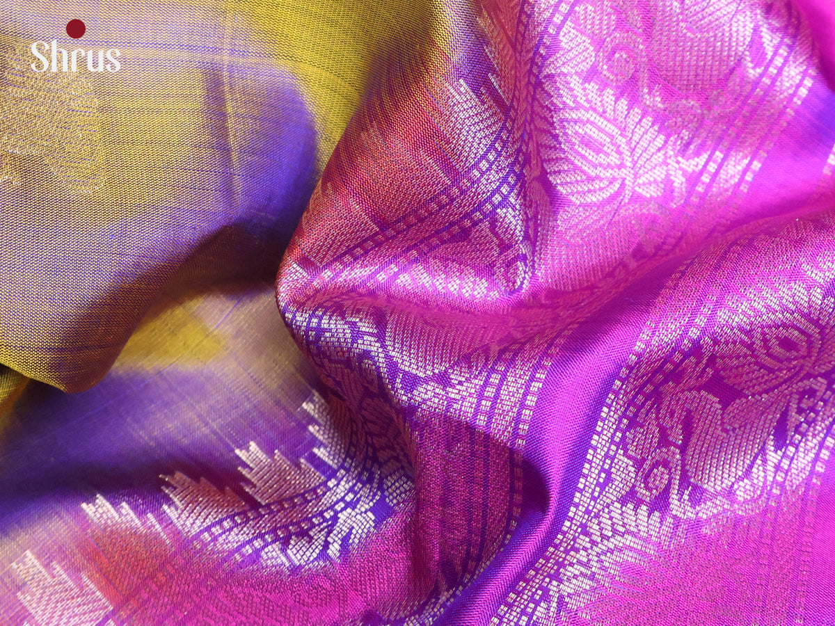 Double Shaded Green & Purple - Soft Silk Saree - Shop on Shrus.com