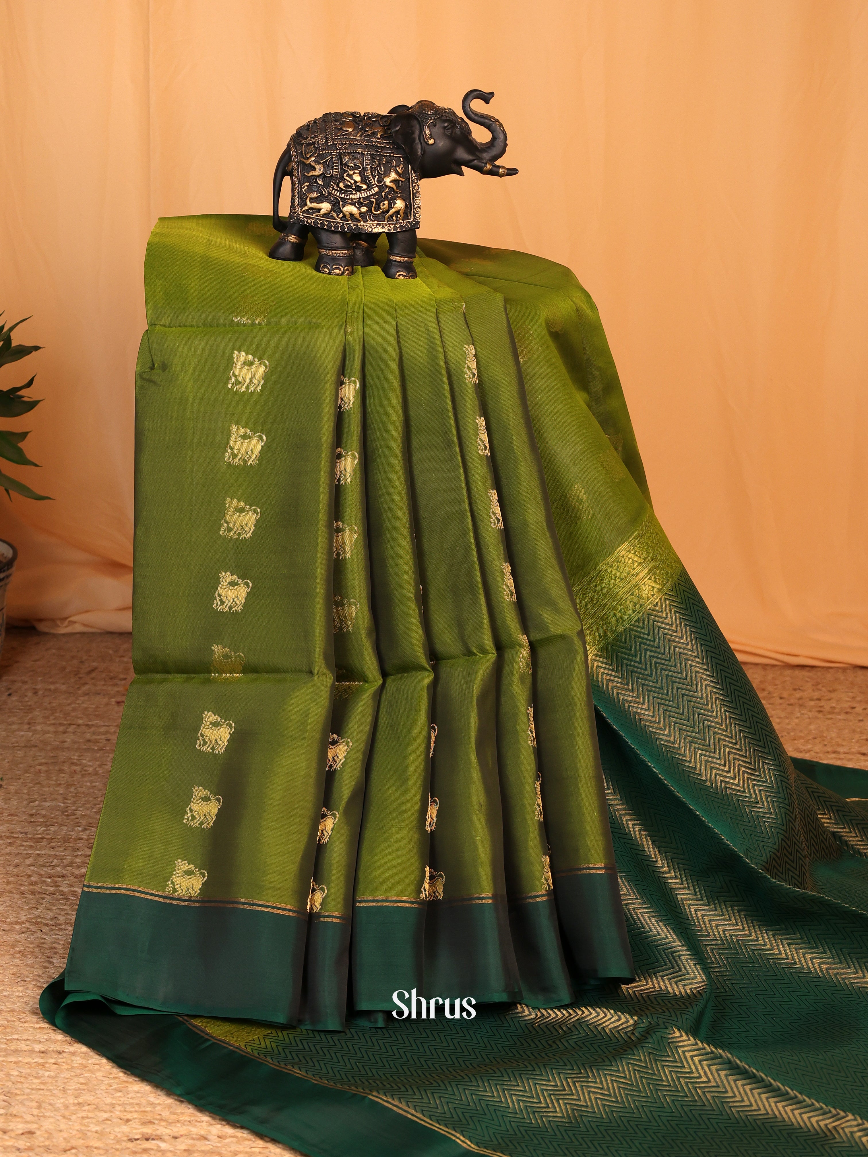 Lite Green & Green- Softsilk-halfpure Saree - Shop on Shrus.com