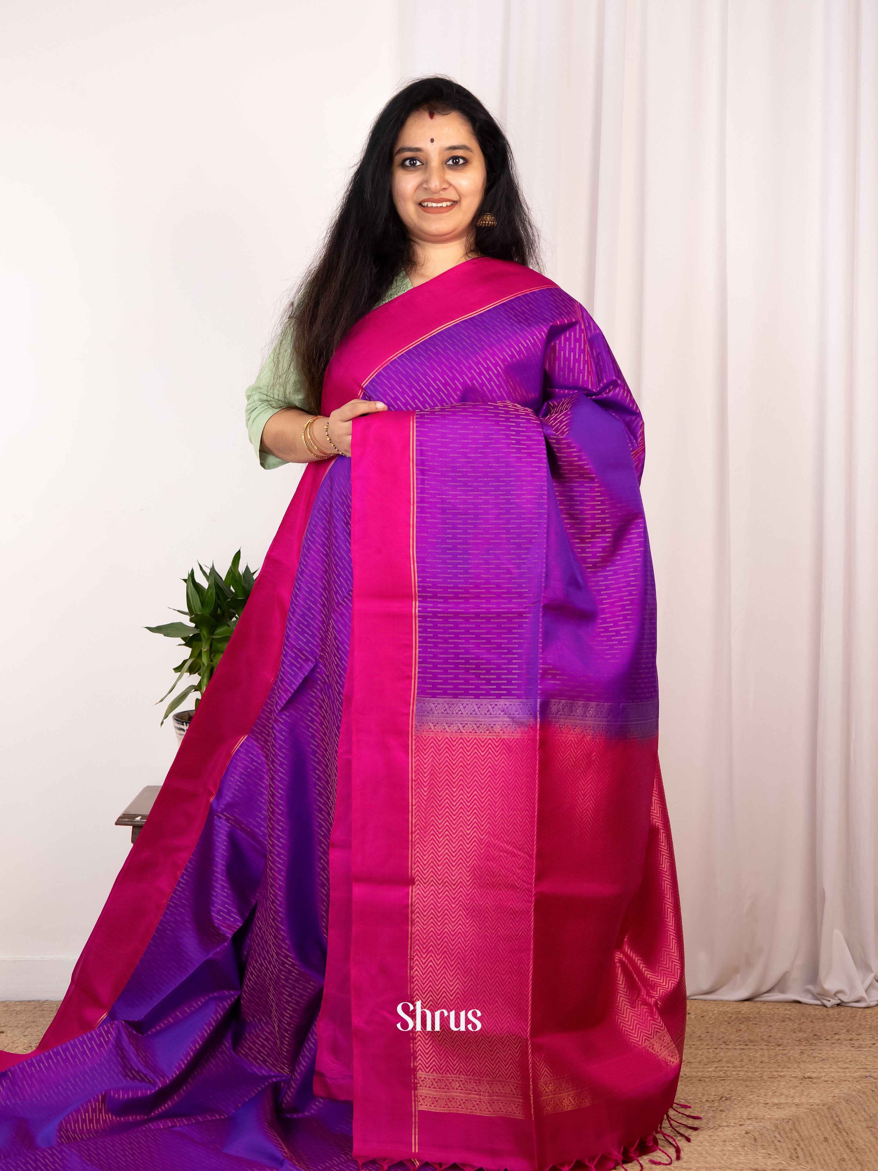 Purple & Majenta - Soft Silk Saree - Shop on Shrus.com