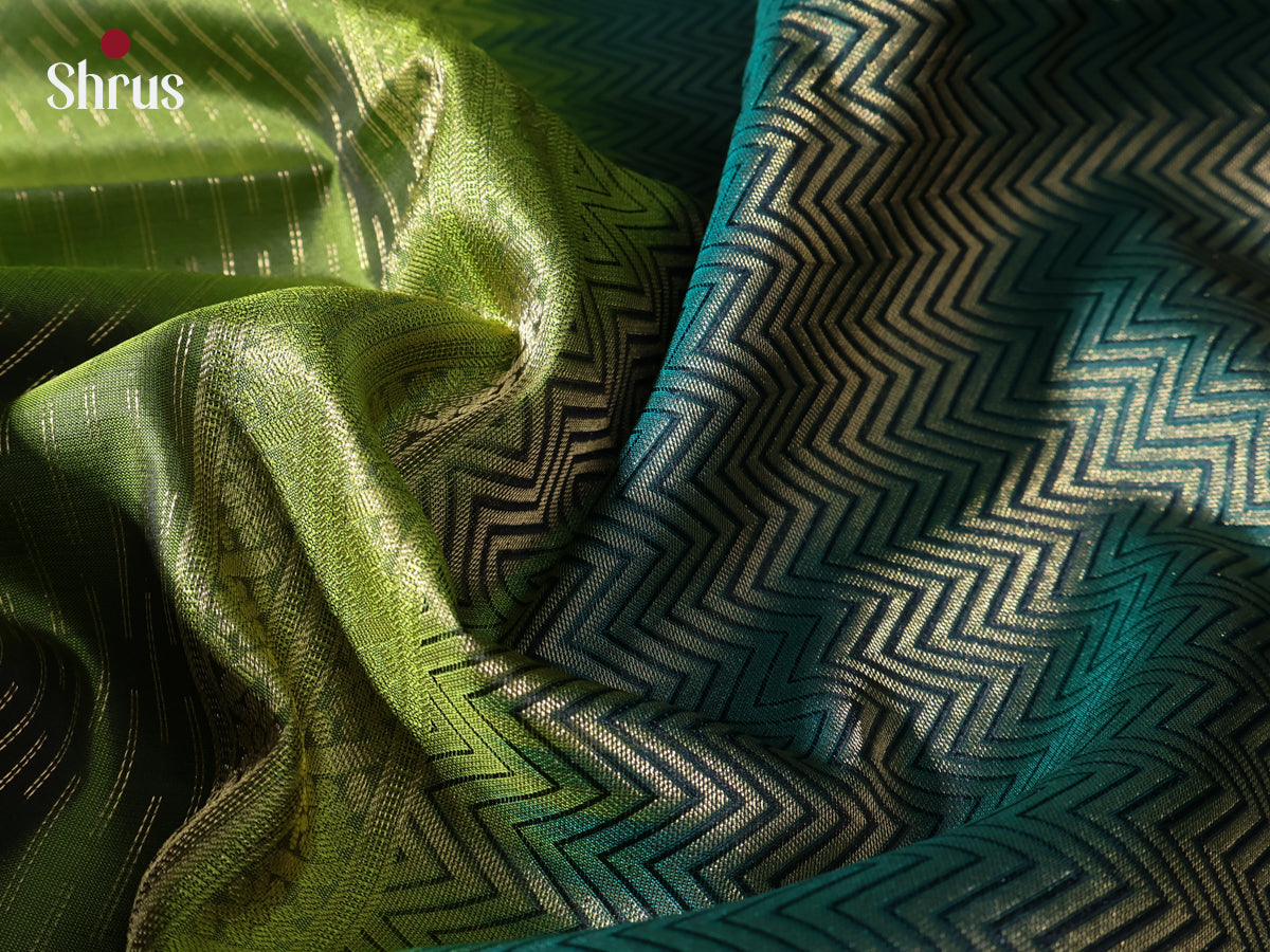 Leaf Green & Green - Soft Silk Saree - Shop on Shrus.com