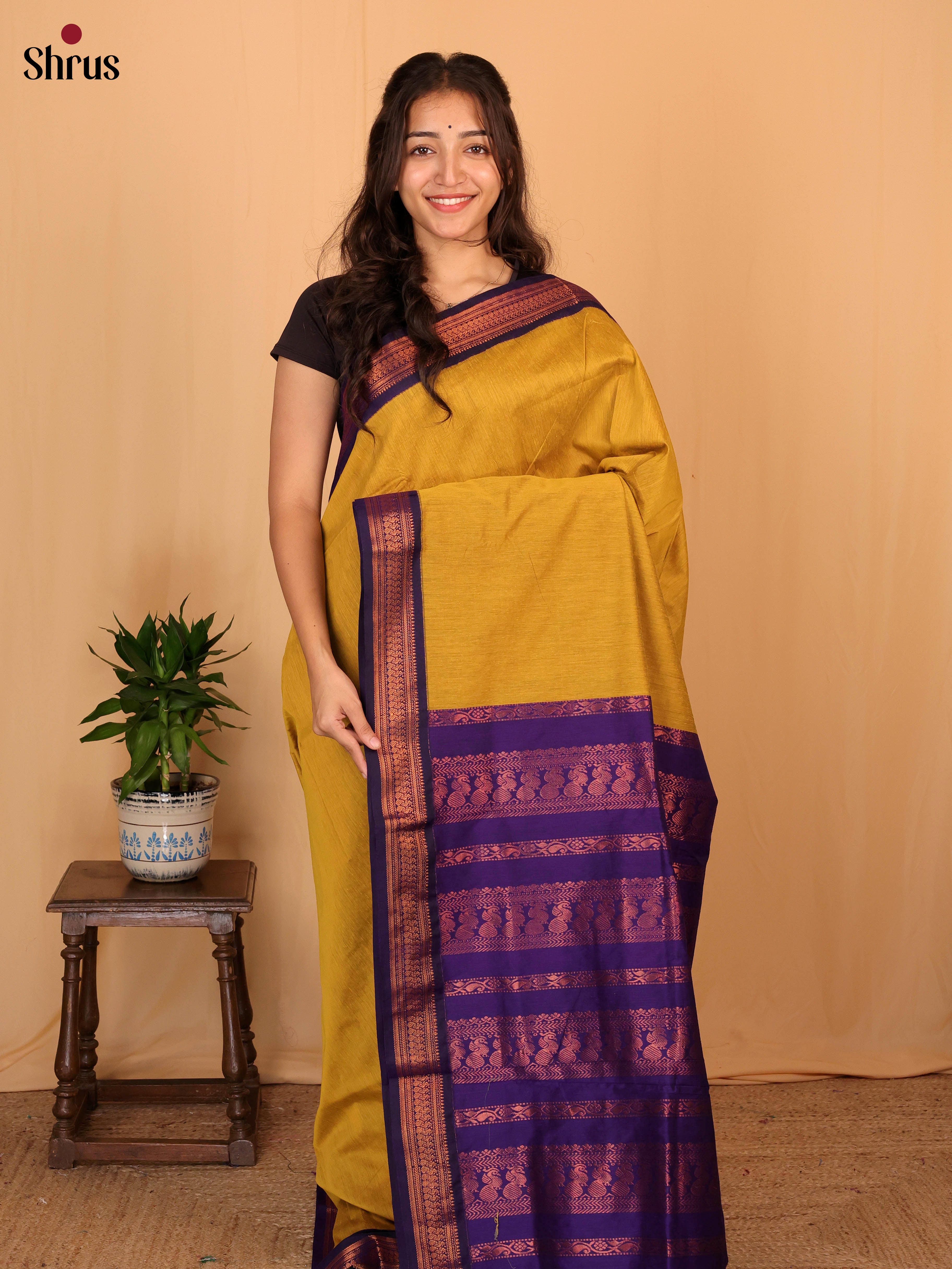 Mustard & Violet - Kalyani Cotton Saree - Shop on Shrus.com